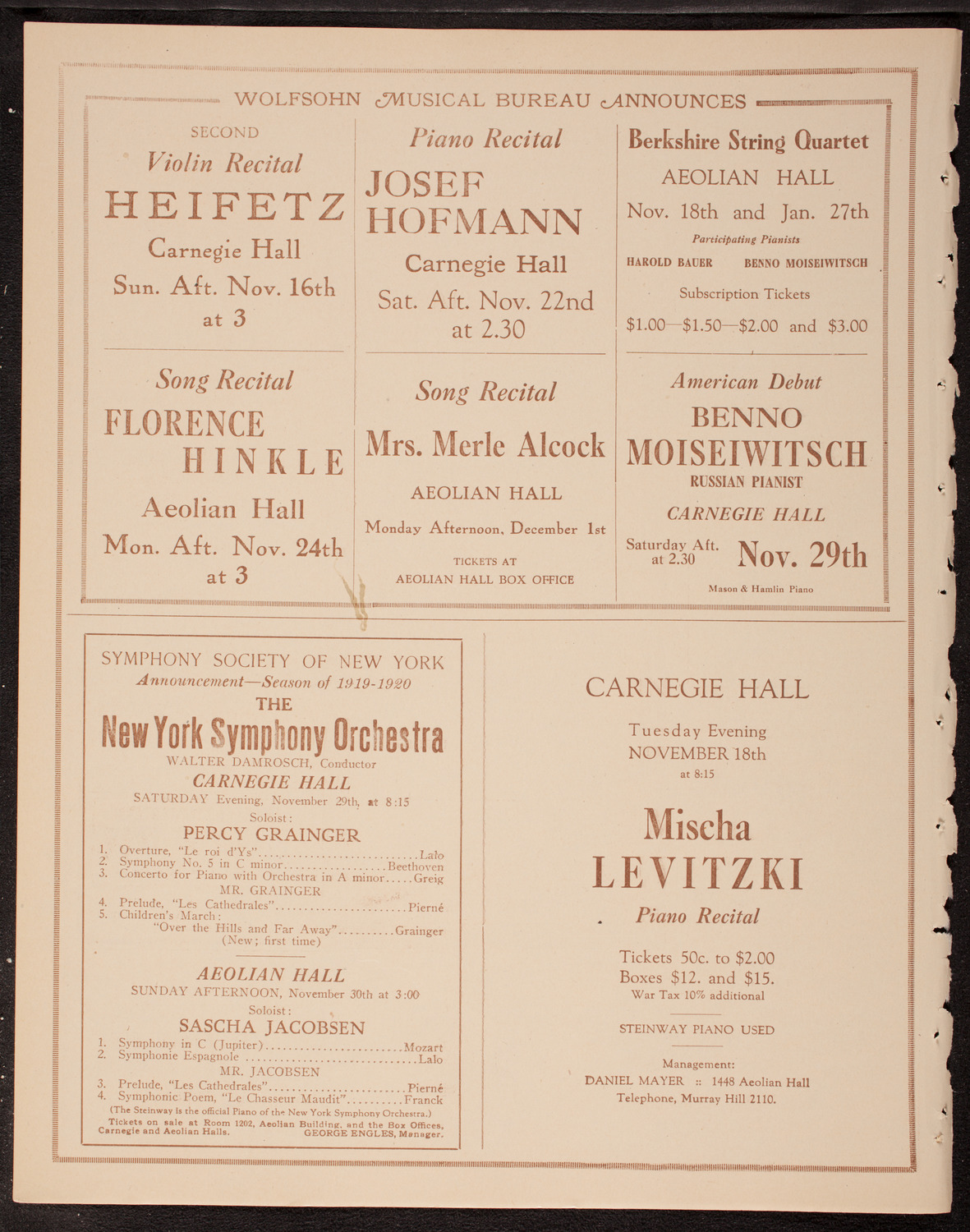 Helene Kanders, Soprano, November 15, 1919, program page 8