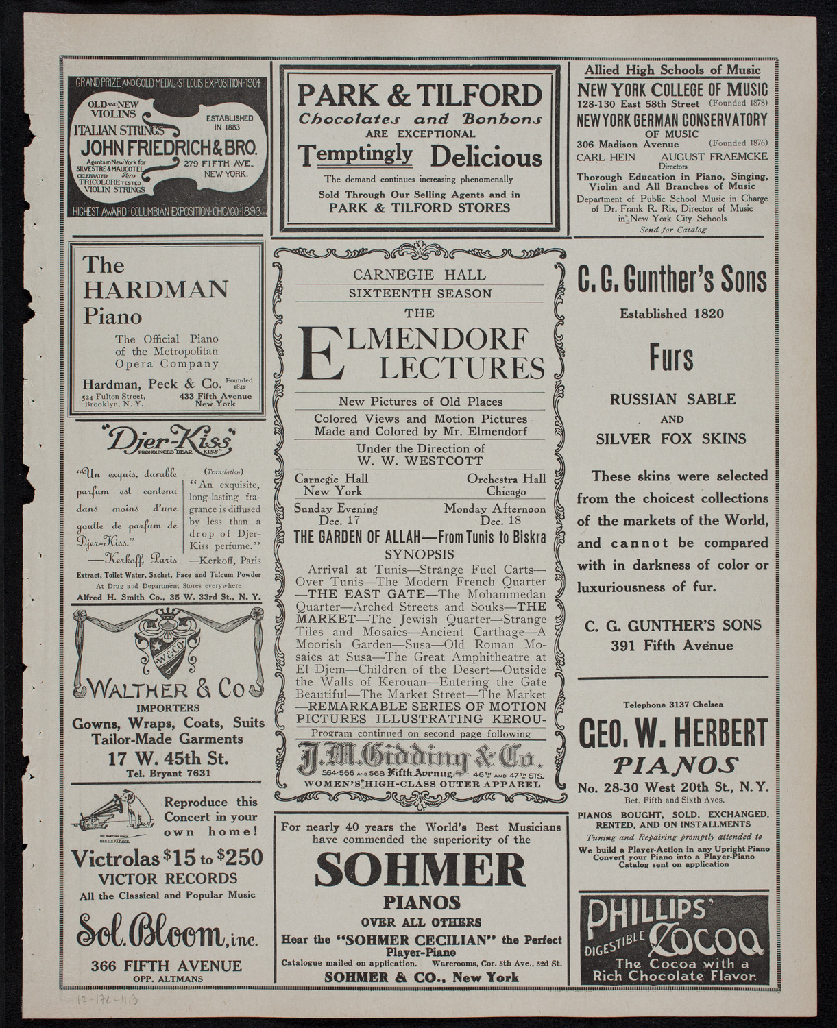 Elmendorf Lecture: The Garden of Allah, December 17, 1911, program page 5