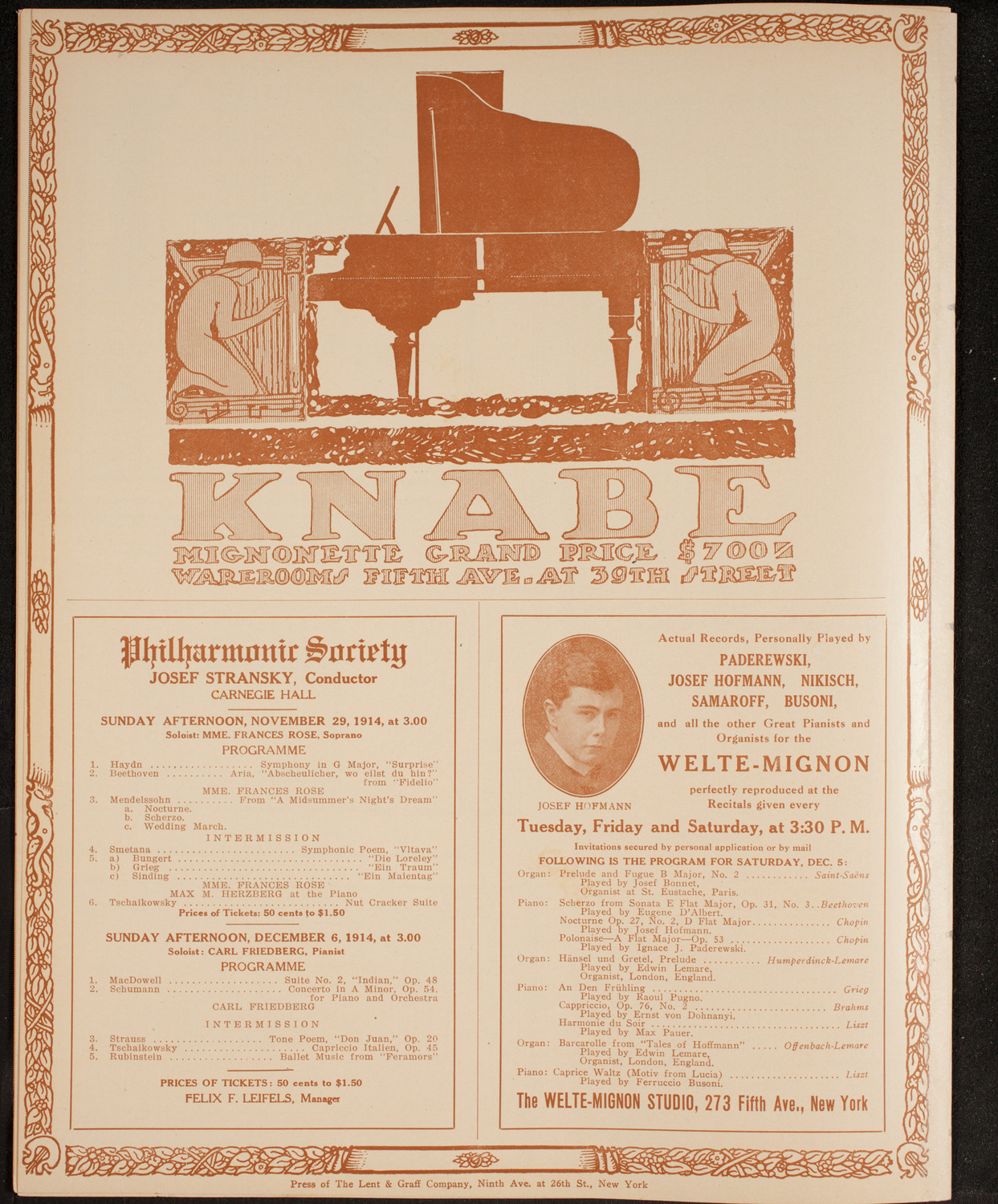 Olga Samaroff, Piano, November 28, 1914, program page 12