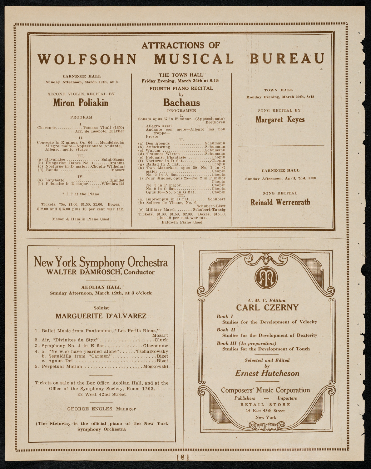 Maria Ivogun, Soprano, March 11, 1922, program page 8