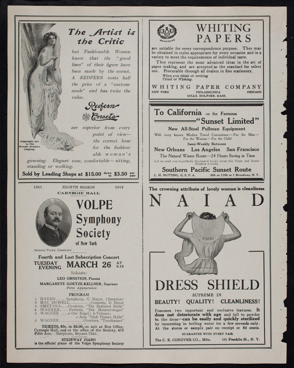 New York Philharmonic, March 14, 1912, program page 2