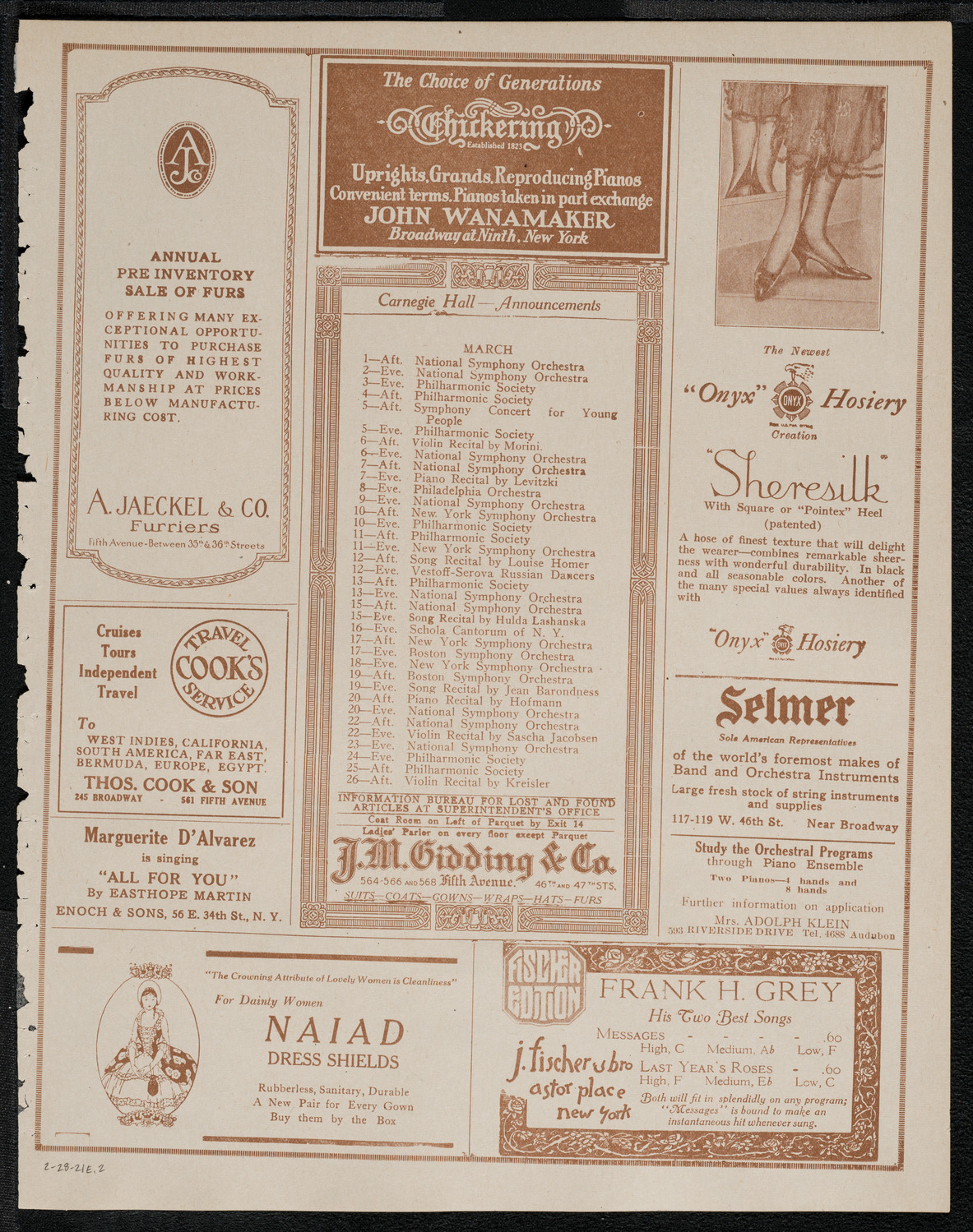Mecca Temple of New York: Ancient Arabic Order of the Nobles of the Mystic Shrine, February 28, 1921, program page 3