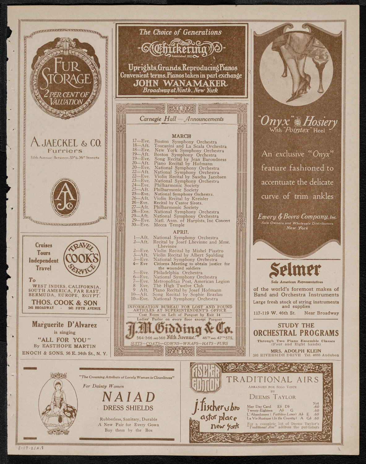 New York Symphony Orchestra, March 17, 1921, program page 3