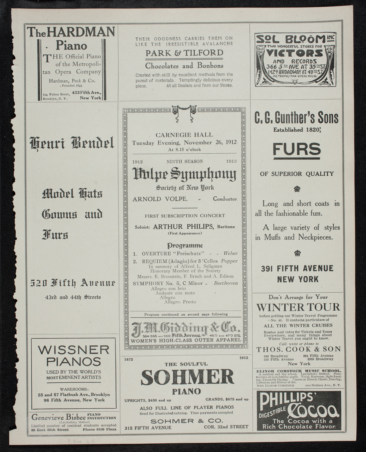 Volpe Symphony Society of New York, November 26, 1912, program page 5