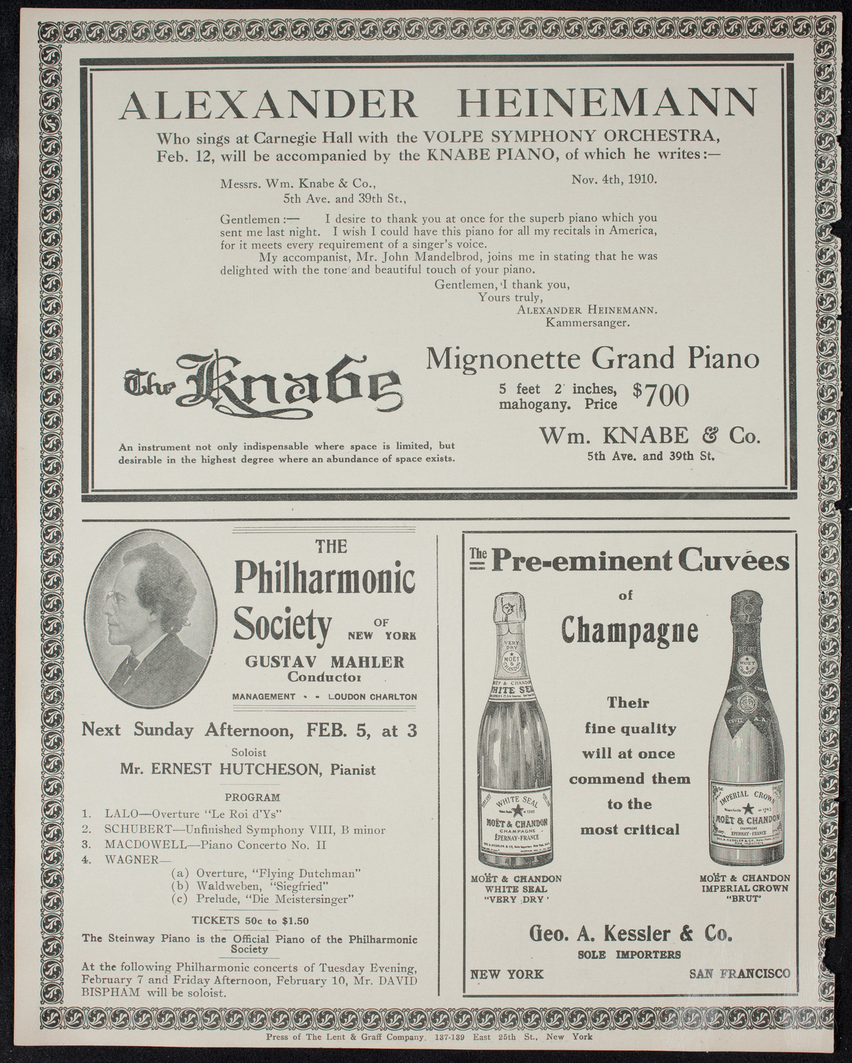 Russian Symphony Society of New York, February 2, 1911, program page 12