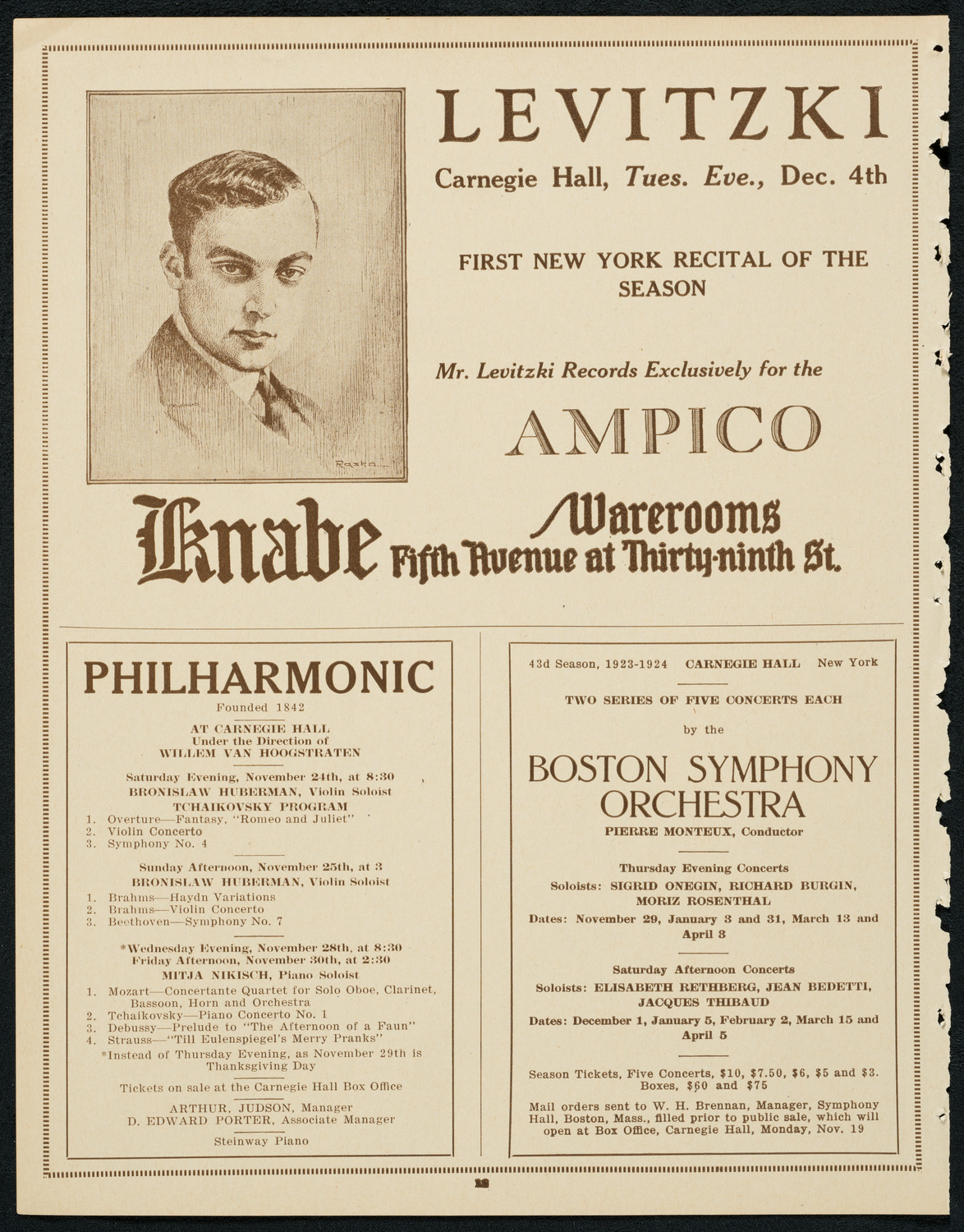 New York Philharmonic, November 23, 1923, program page 12