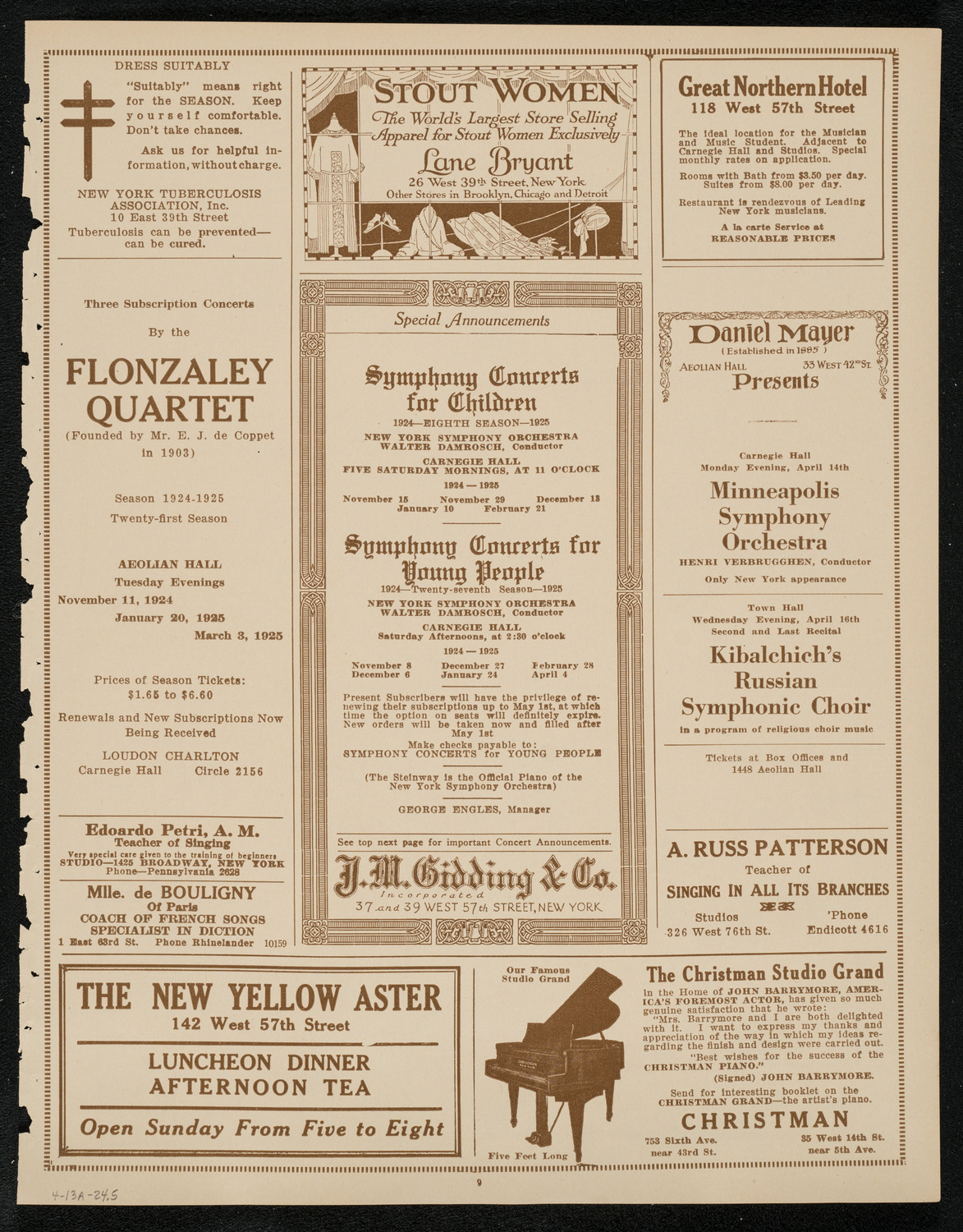 Efrem Zimbalist, Violin, April 13, 1924, program page 9