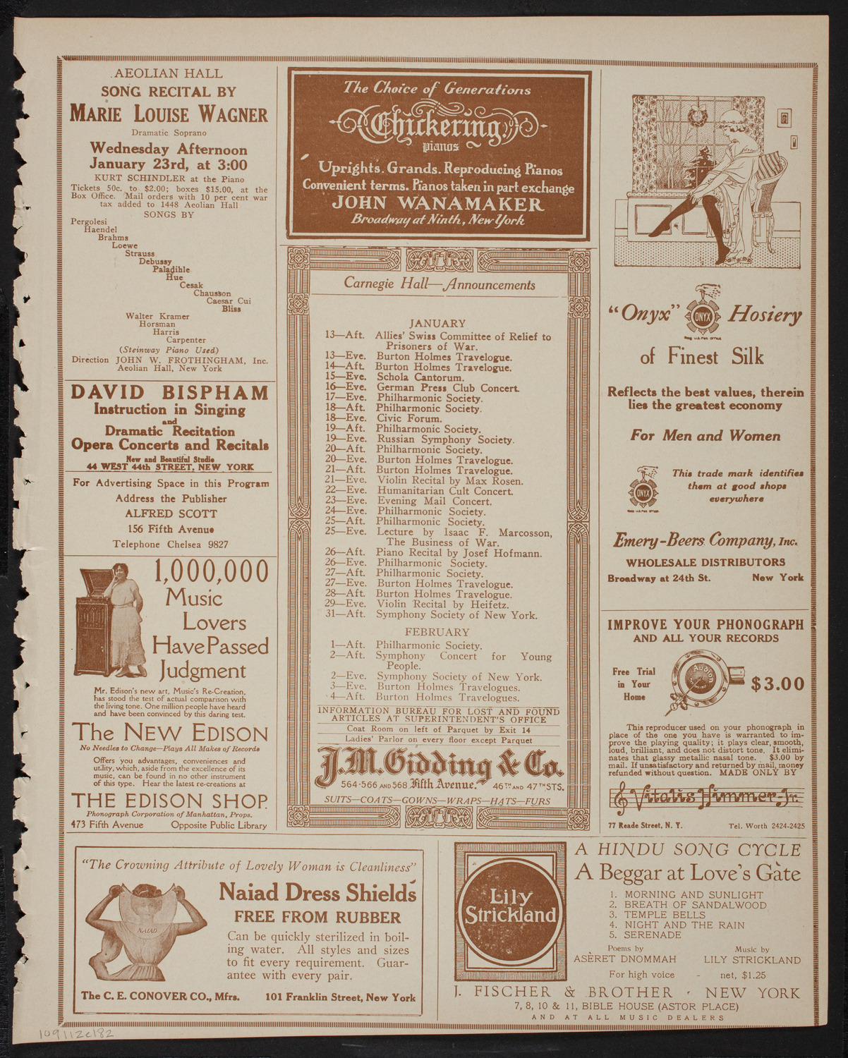 New York Philharmonic, January 12, 1918, program page 3