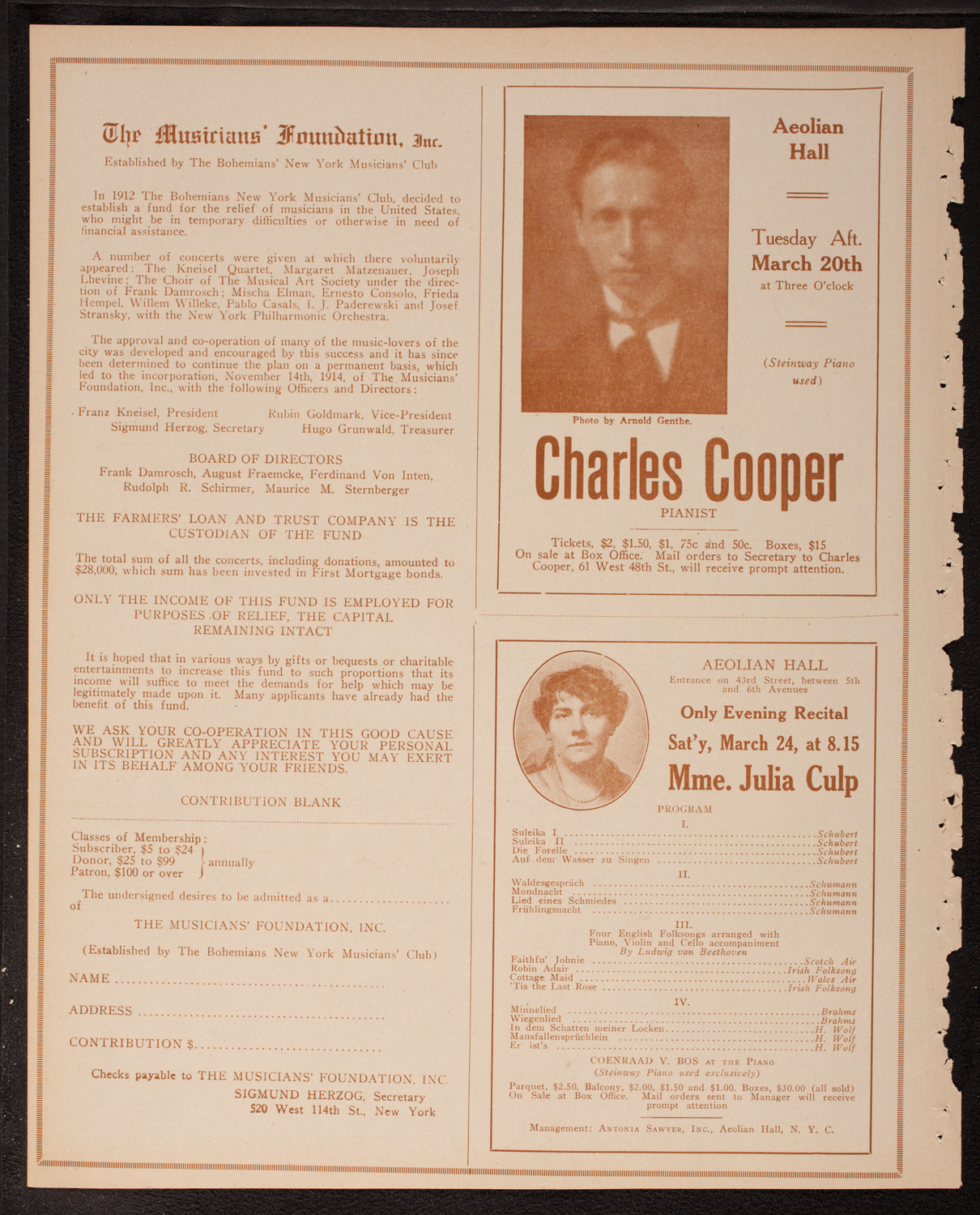 New York Symphony Orchestra, March 17, 1917, program page 10