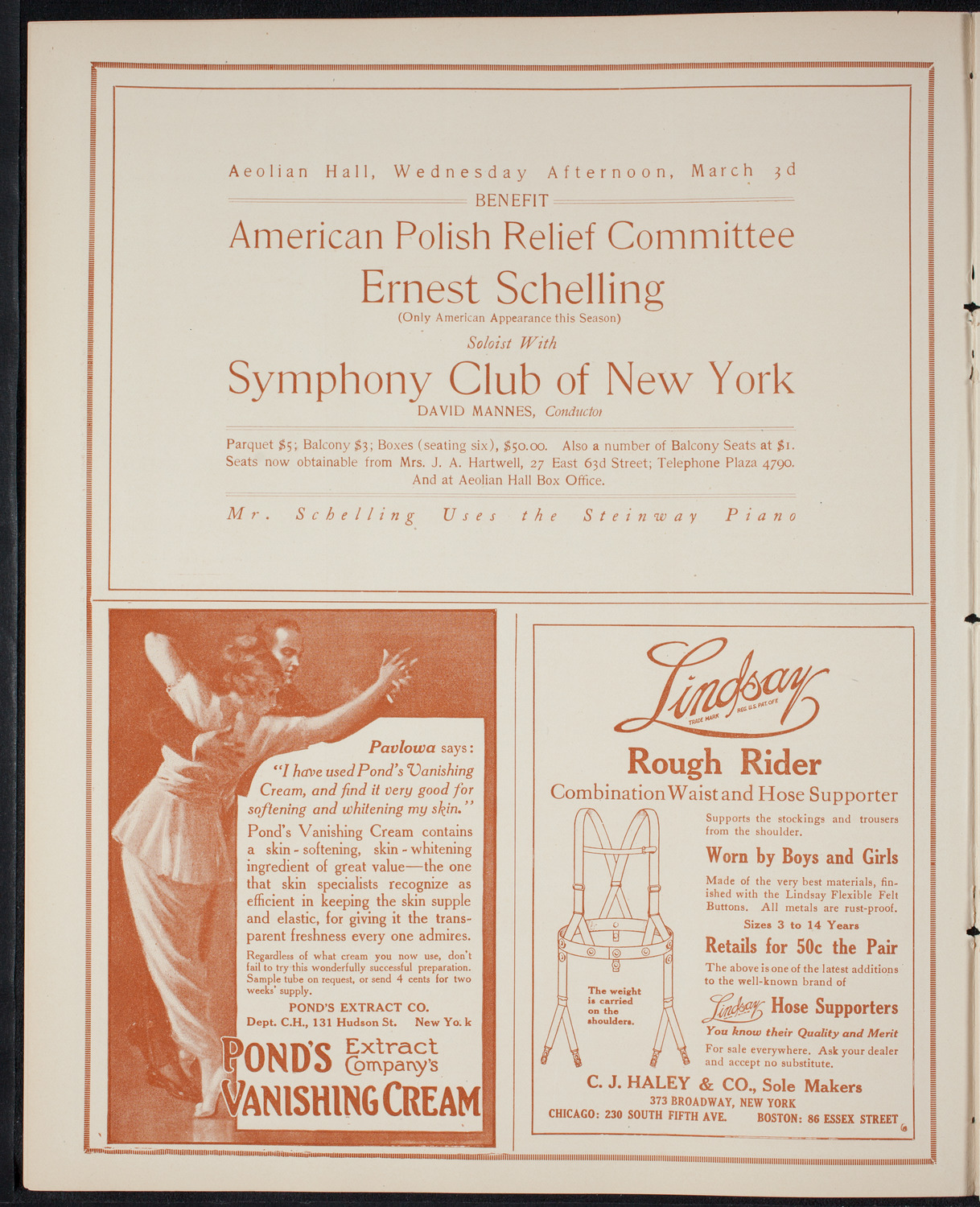 Desider Josef Vecsei with the New York Symphony Orchestra, March 2, 1915, program page 4