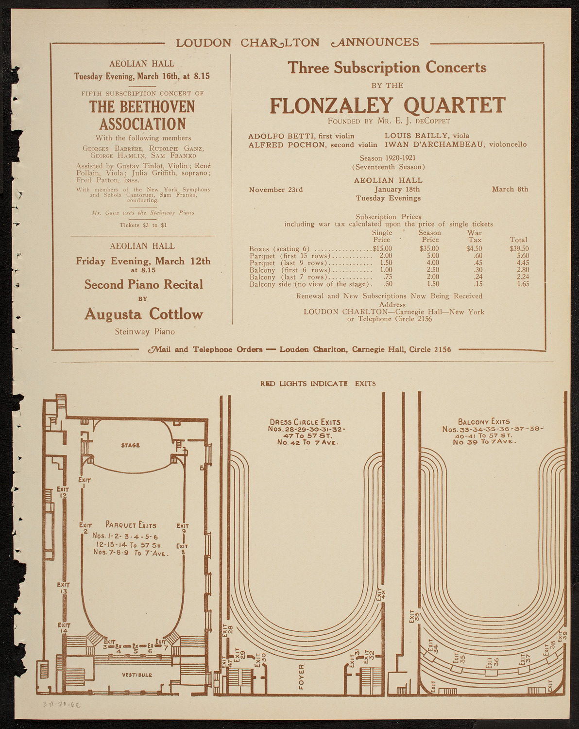 New York Philharmonic, March 11, 1920, program page 11