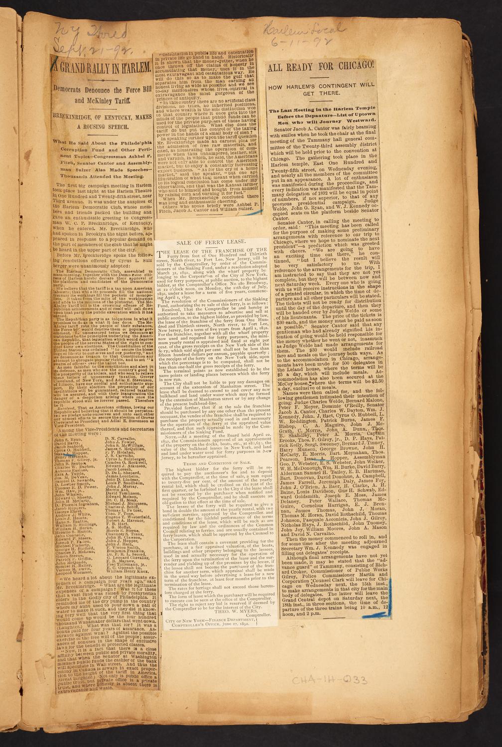 Isaac Hopper Scrapbook, page 33: 1892