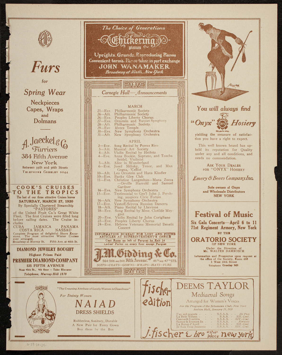 Schola Cantorum of New York, March 24, 1920, program page 3