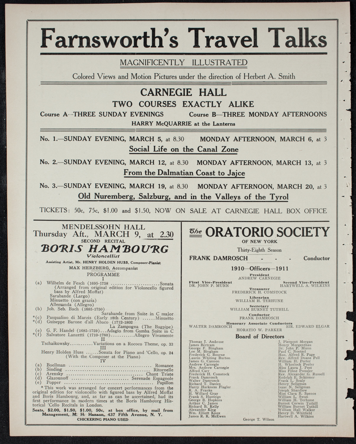 Oratorio Society of New York, February 28, 1911, program page 10