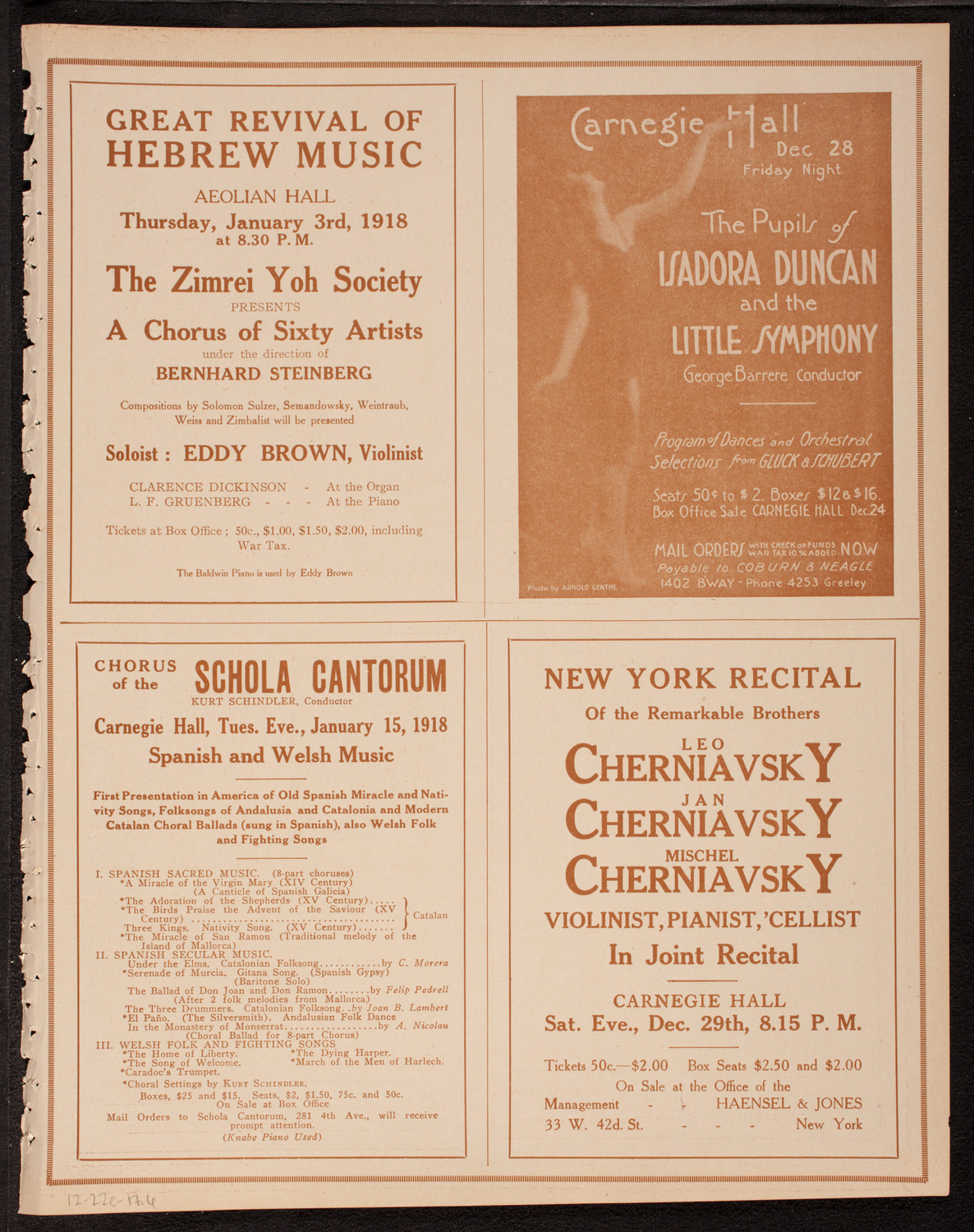 Choral Art Club of Brooklyn, December 22, 1917, program page 11