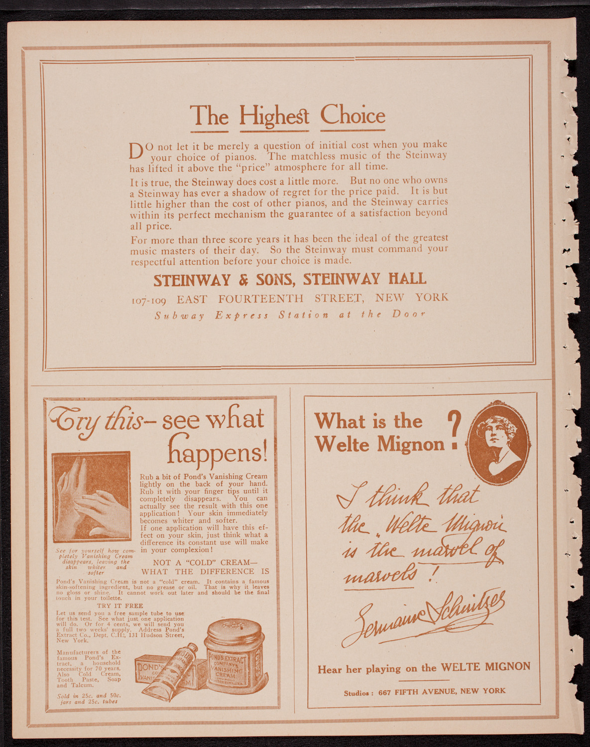 New York Symphony Orchestra, December 21, 1916, program page 4