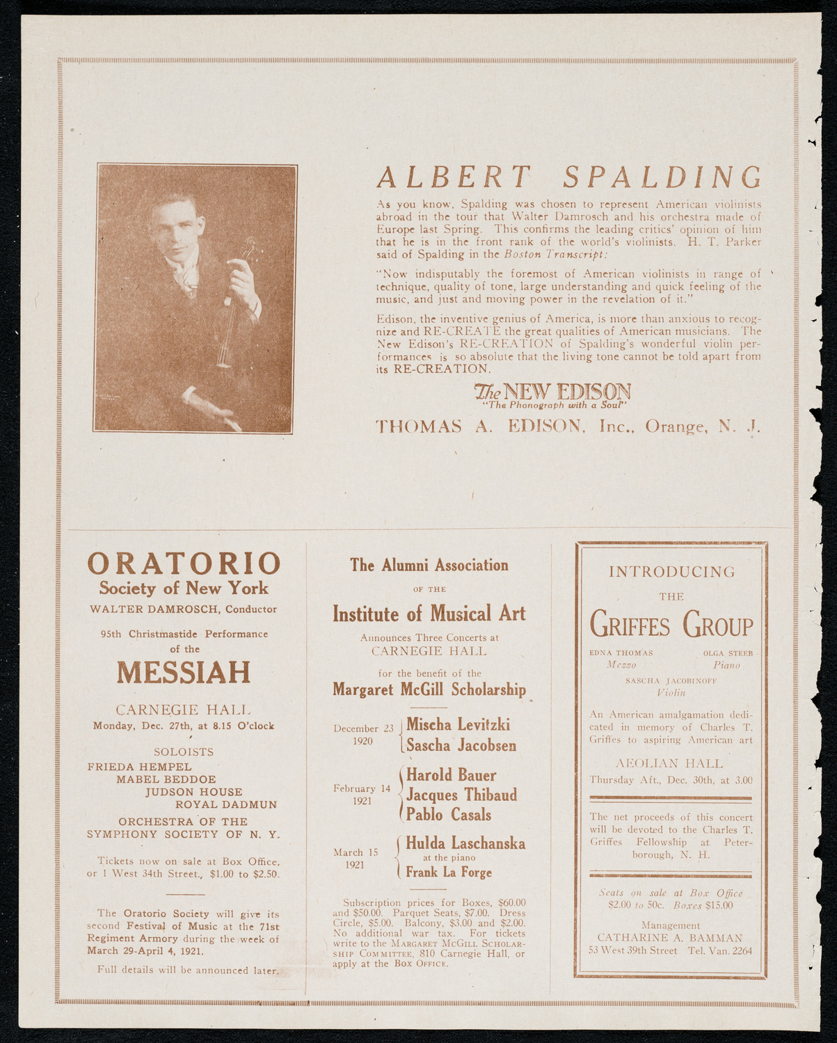 Detroit Symphony Orchestra, December 8, 1920, program page 2