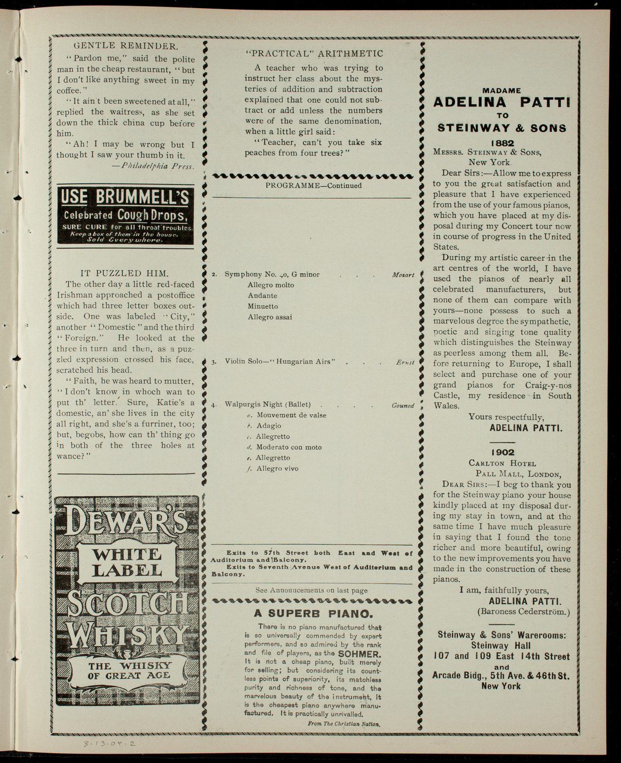 Young Men's Symphony Orchestra, March 13, 1904, program page 3