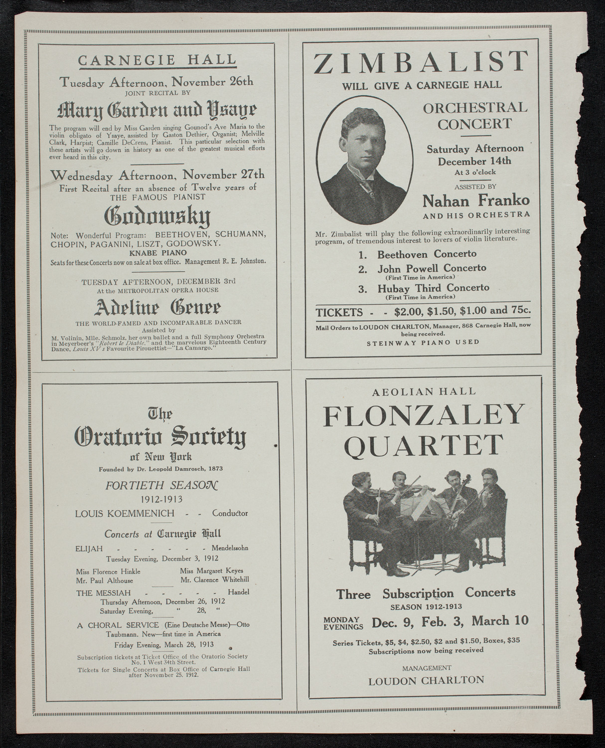 New York Philharmonic, November 22, 1912, program page 10