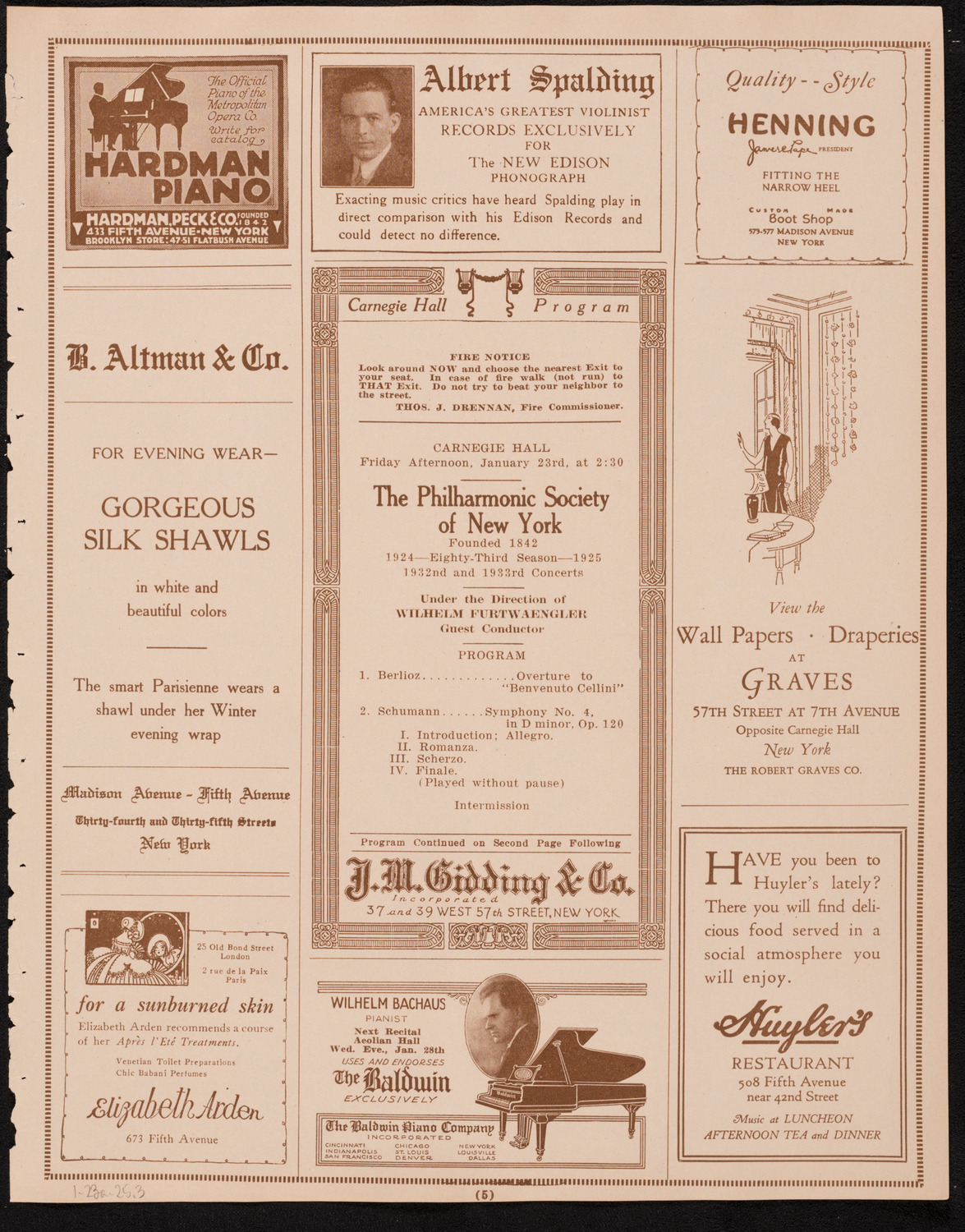 New York Philharmonic, January 23, 1925, program page 5