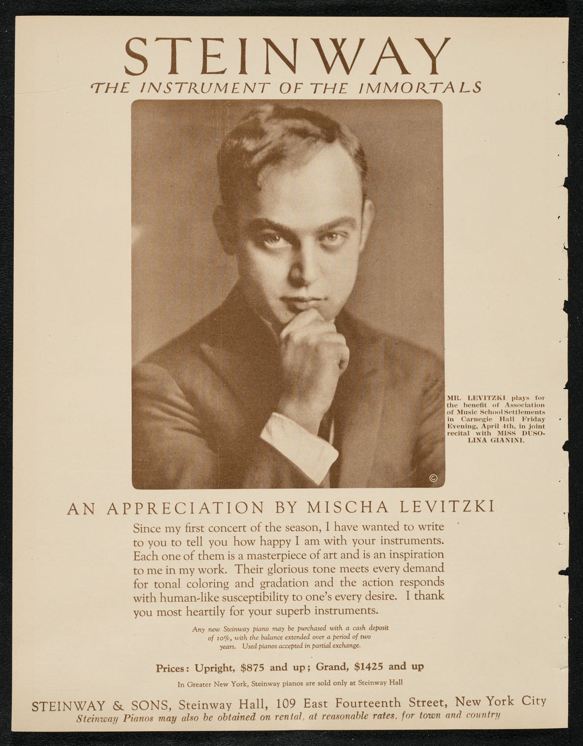 Dusolina Giannini, Soprano, and Mischa Levitzki, Piano, April 4, 1924, program page 4