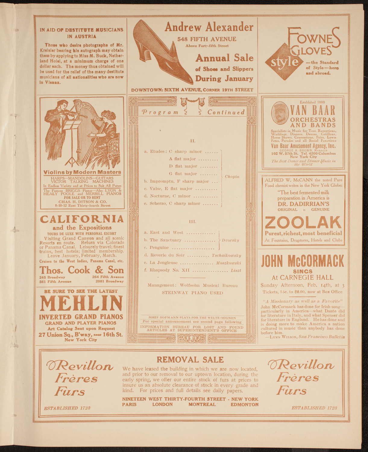 Josef Hofmann, Piano, January 30, 1915, program page 7