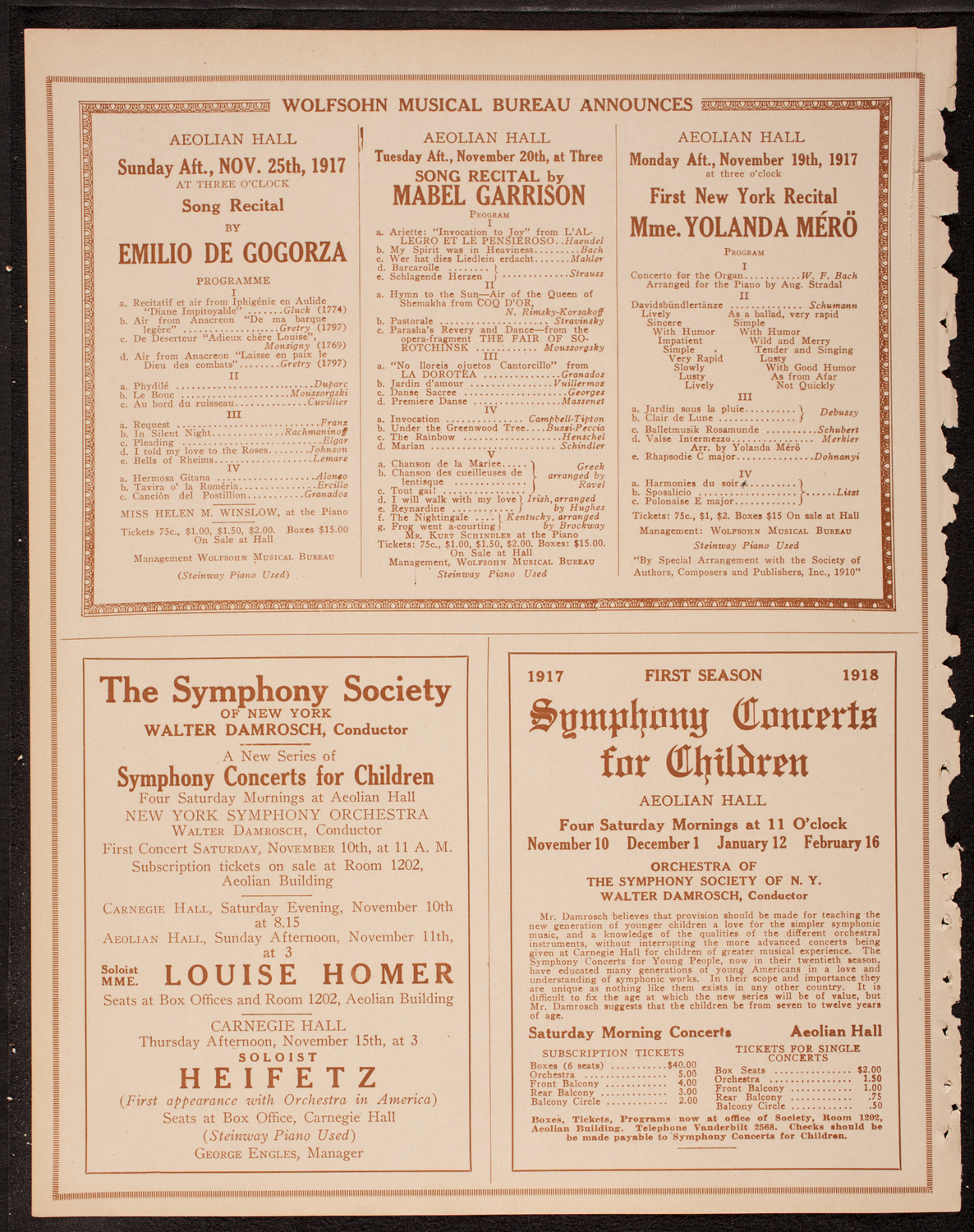 Boston Symphony Orchestra, November 10, 1917, program page 8