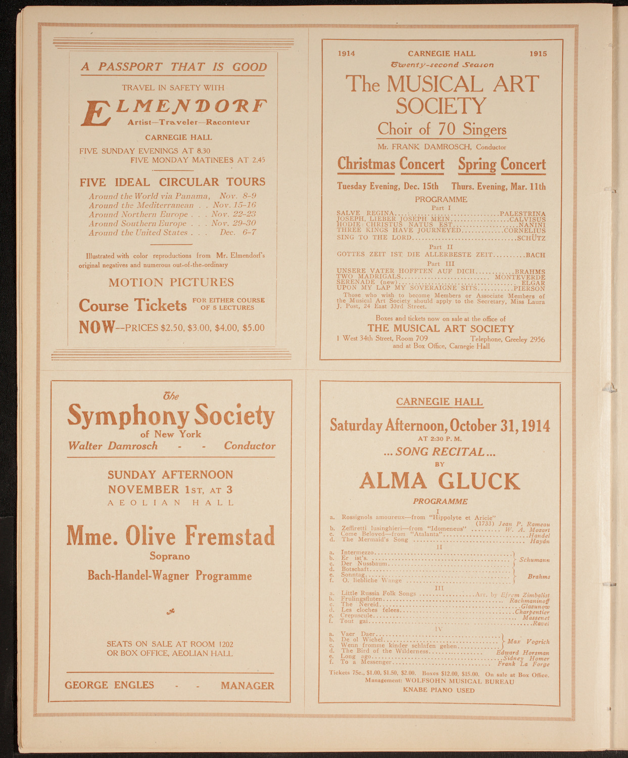 New York Philharmonic, October 30, 1914, program page 8