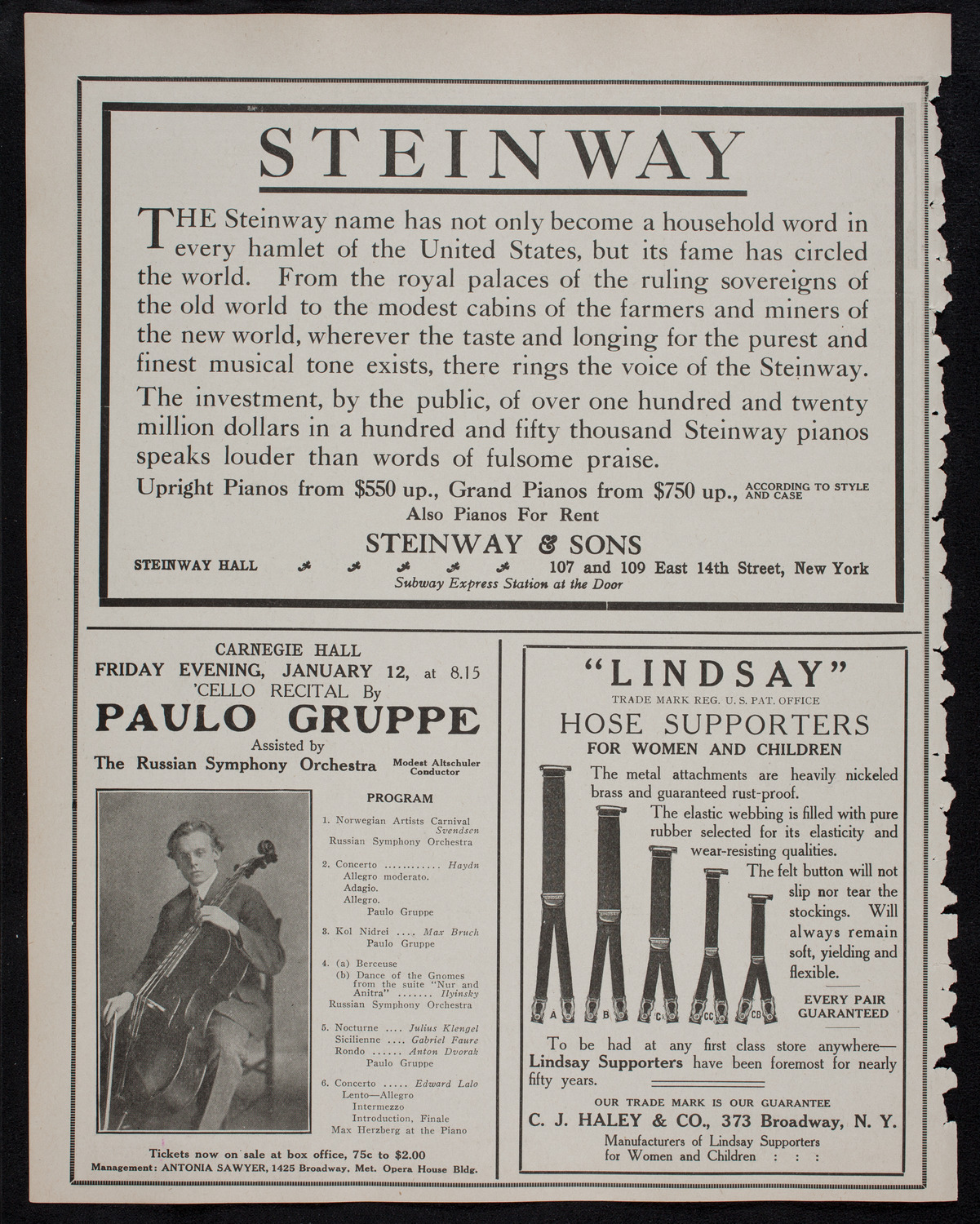 Volpe Symphony Society of New York, January 9, 1912, program page 4