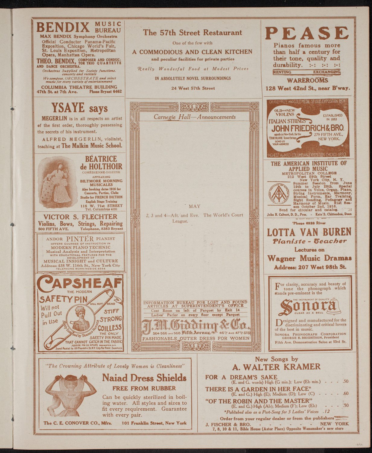 Kriens Symphony Club, April 29, 1916, program page 3