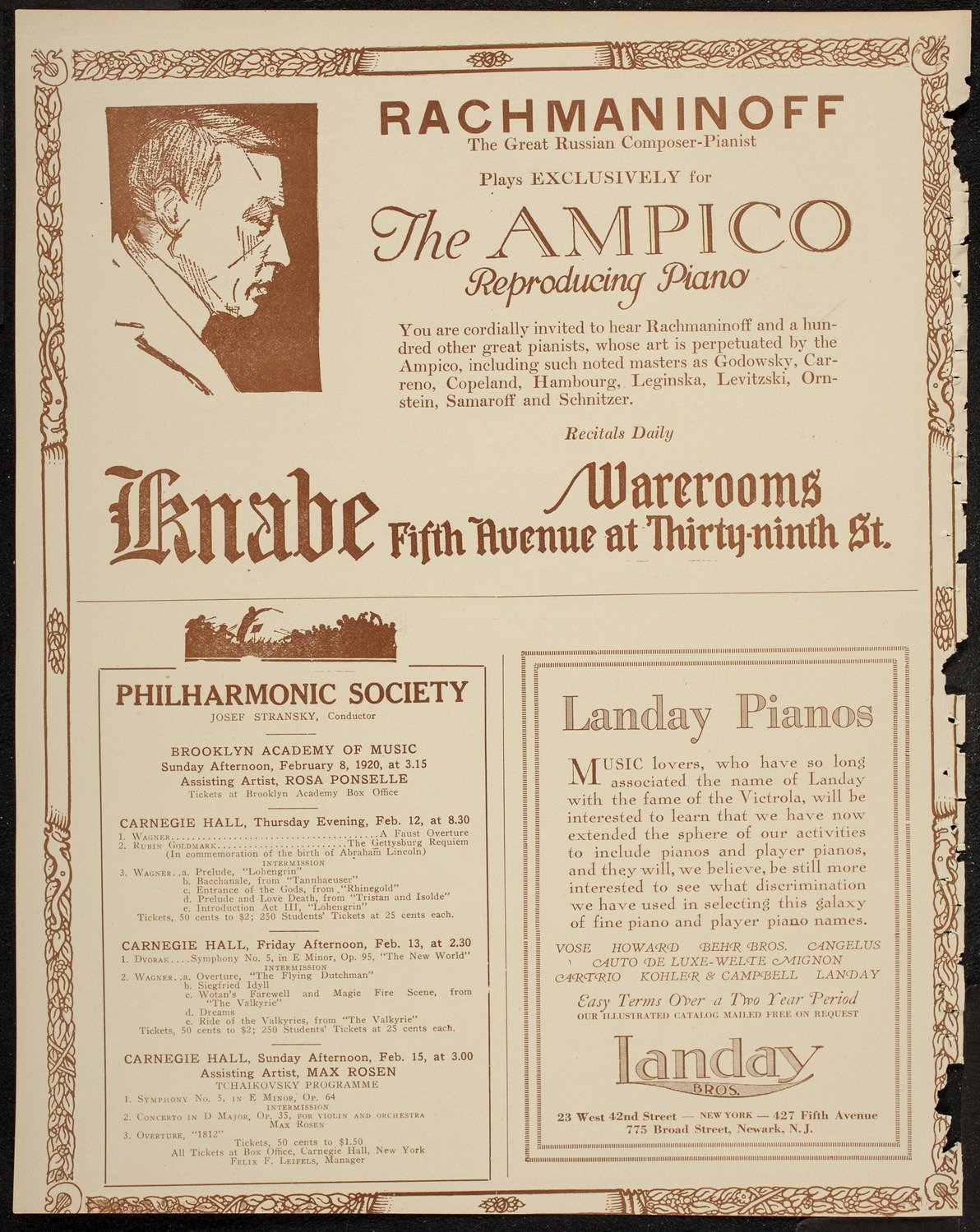 New York Philharmonic, February 7, 1920, program page 12
