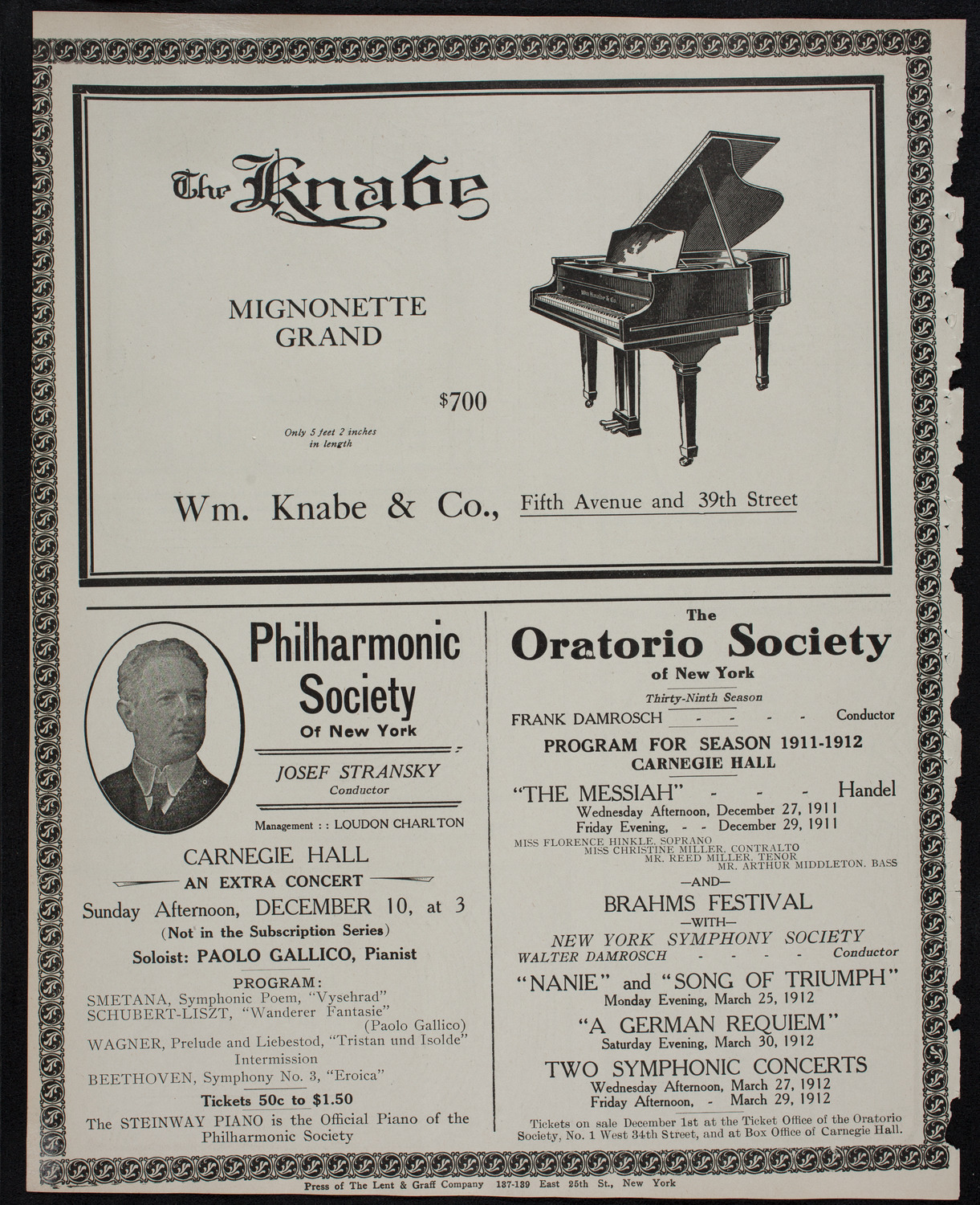 New York Philharmonic, November 30, 1911, program page 12