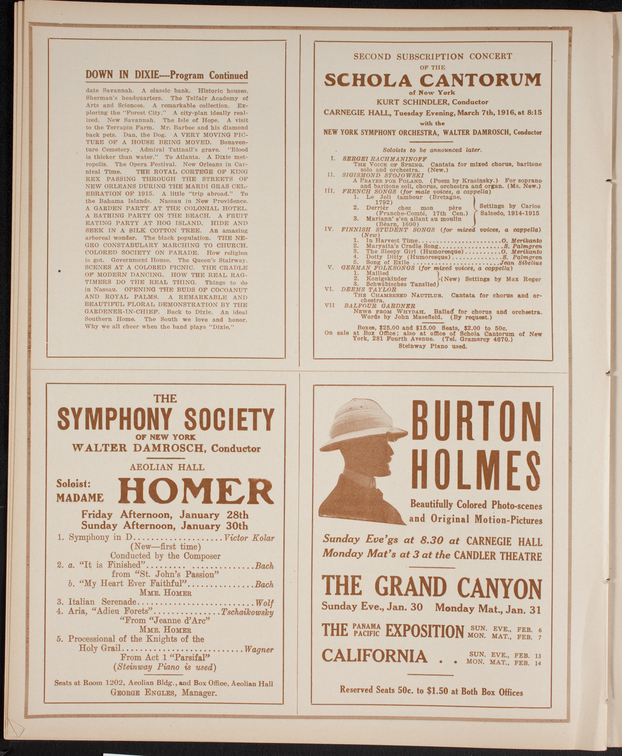 Burton Holmes Travelogue: Down in Dixie, January 23, 1916, program page 8