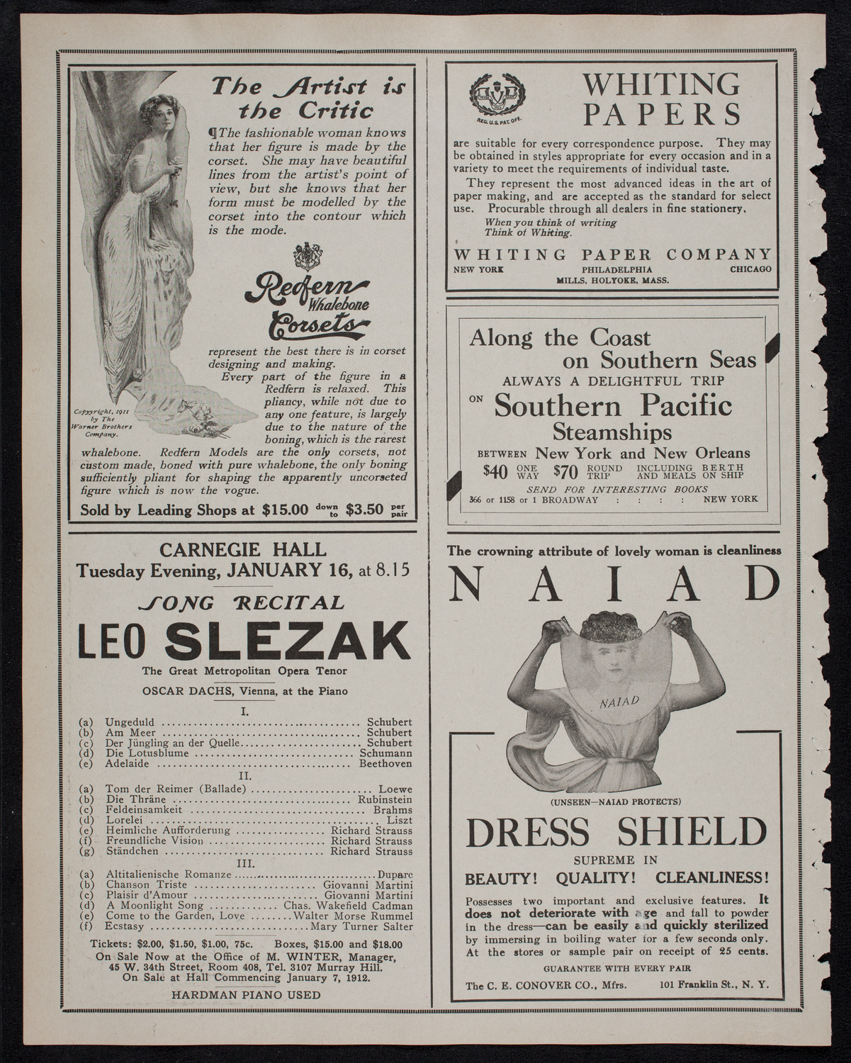 Paulo Gruppe with the Russian Symphony Orchestra, January 12, 1912, program page 2