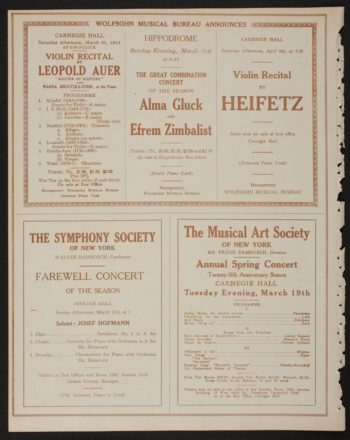 New York Symphony Orchestra, March 16, 1918, program page 8