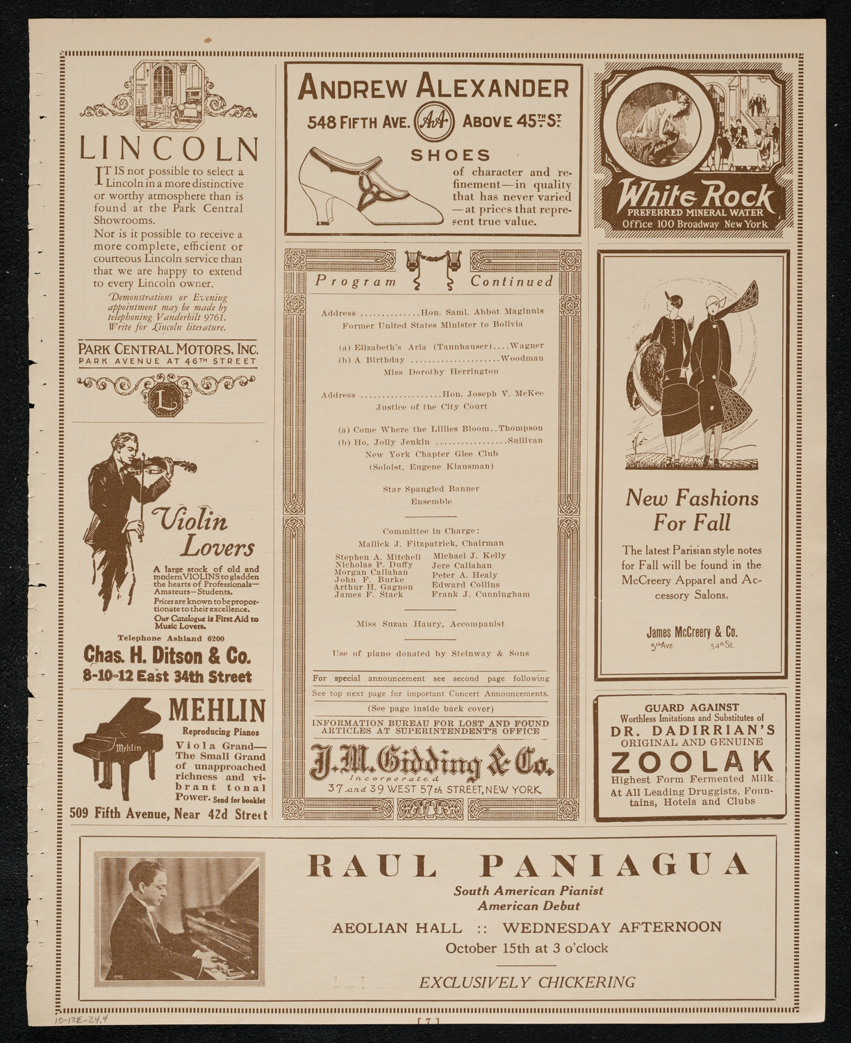 Columbus Day Celebration, October 12, 1924, program page 7