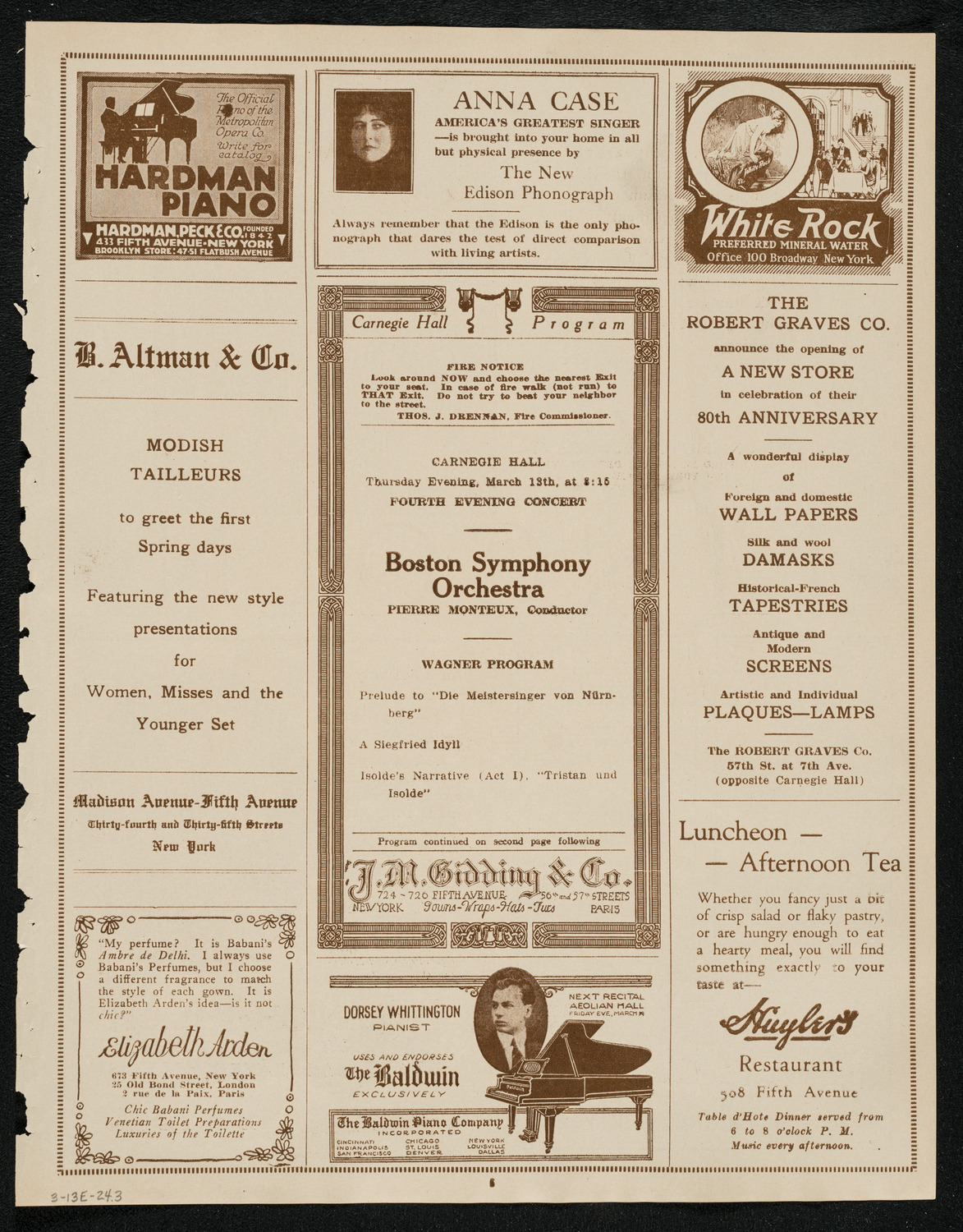 Boston Symphony Orchestra, March 13, 1924, program page 5