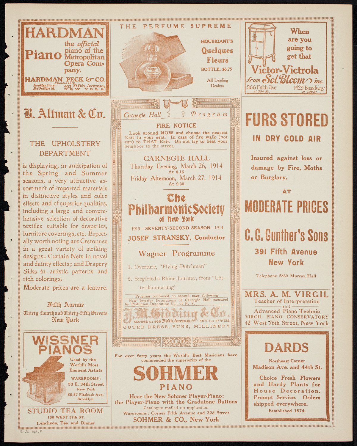 New York Philharmonic, March 26, 1914, program page 5