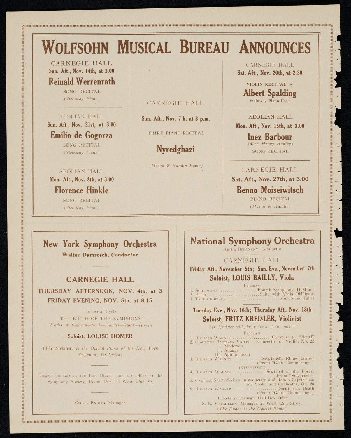 Jacques Pintel, Piano, November 3, 1920, program page 8