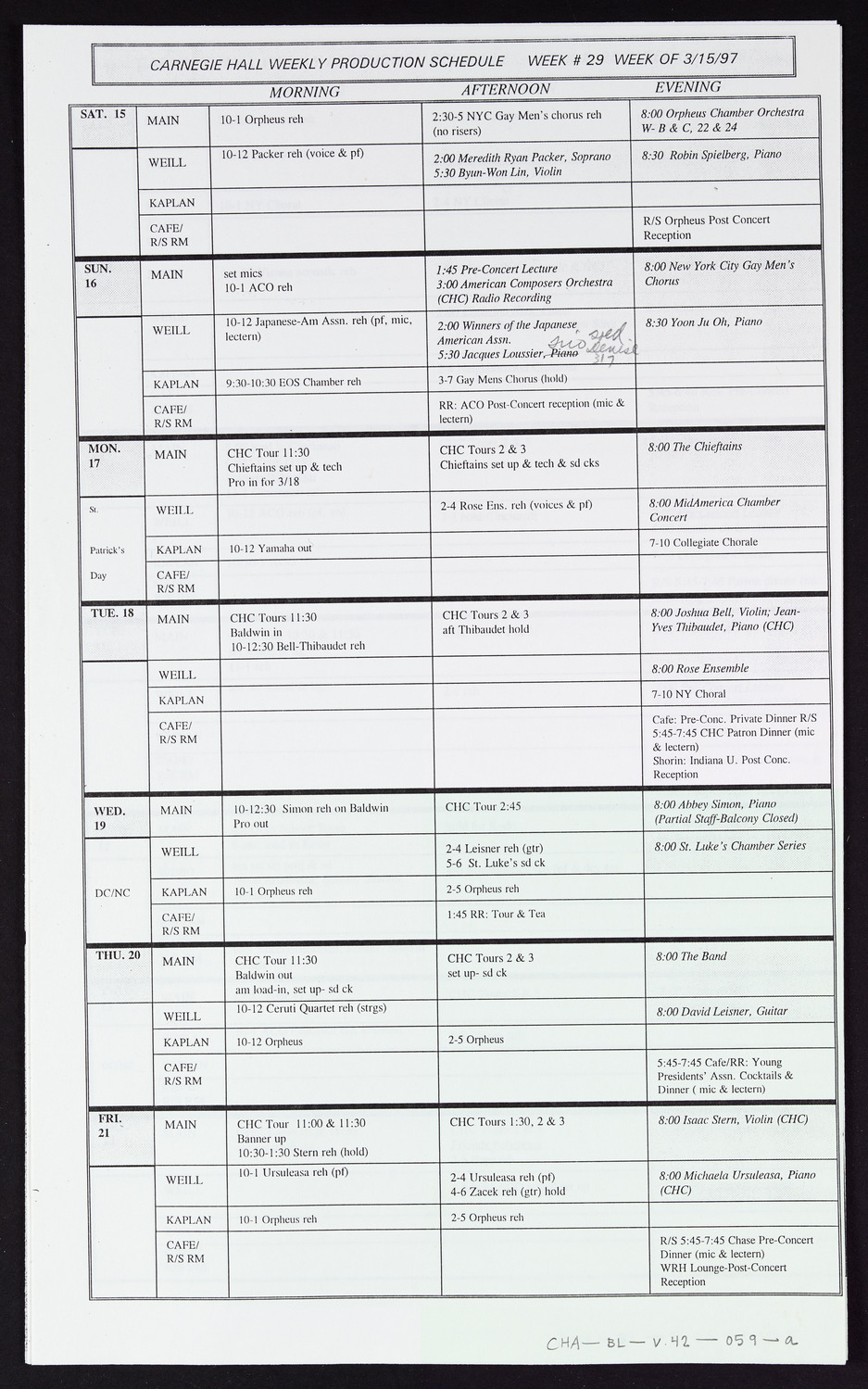 Carnegie Hall Booking Ledger, volume 42, page 59a