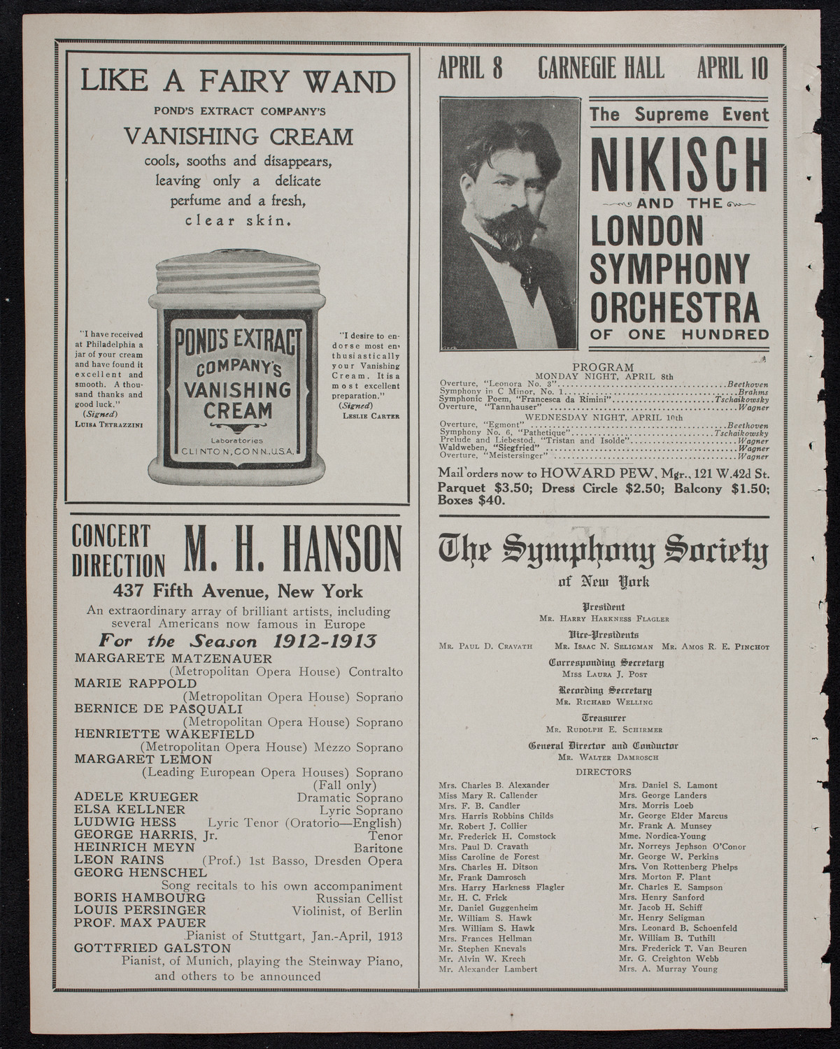 Royal Athenian String Orchestra, March 28, 1912, program page 8