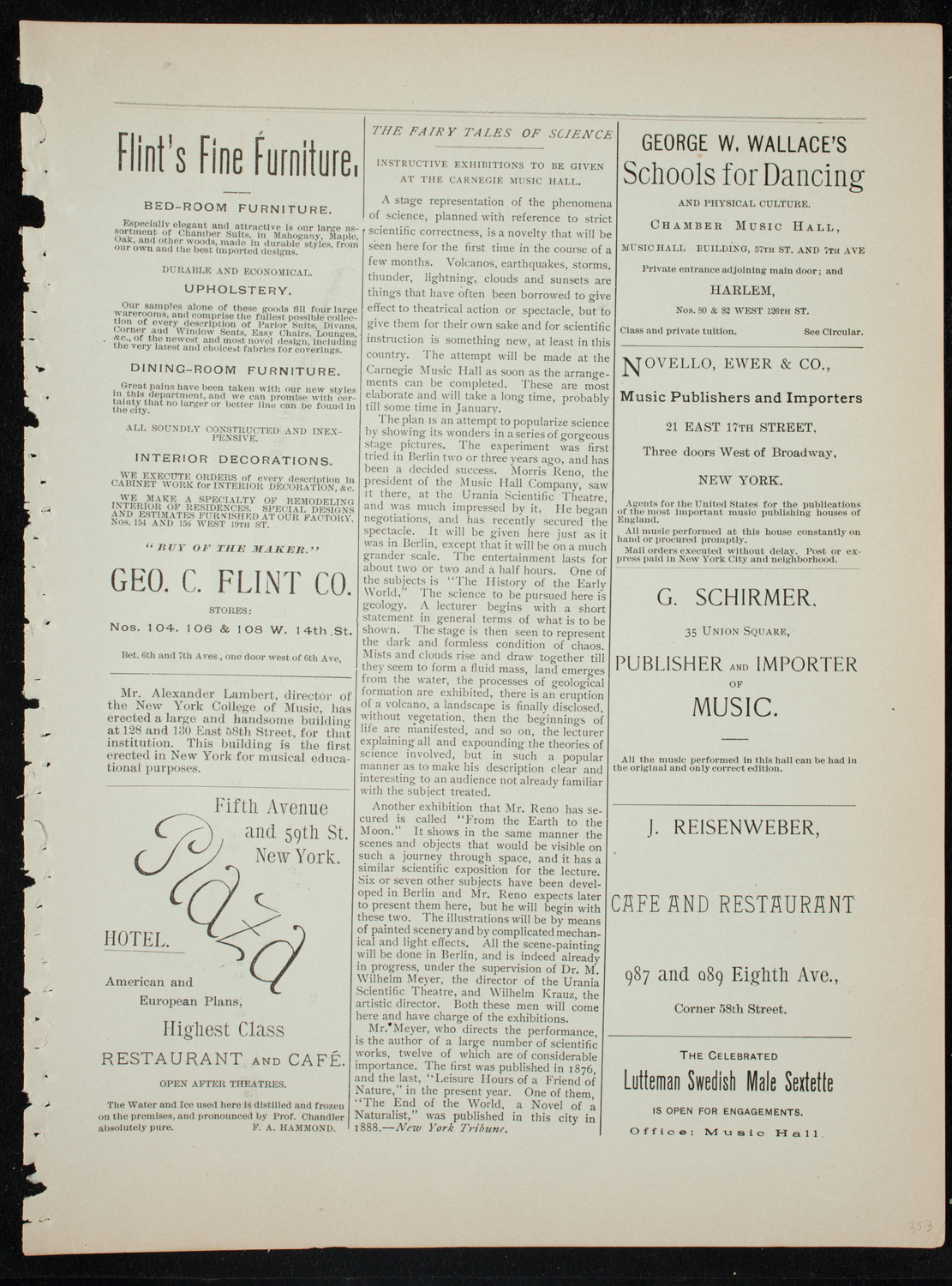 Damrosch Sunday Concert, December 13, 1891, program page 9