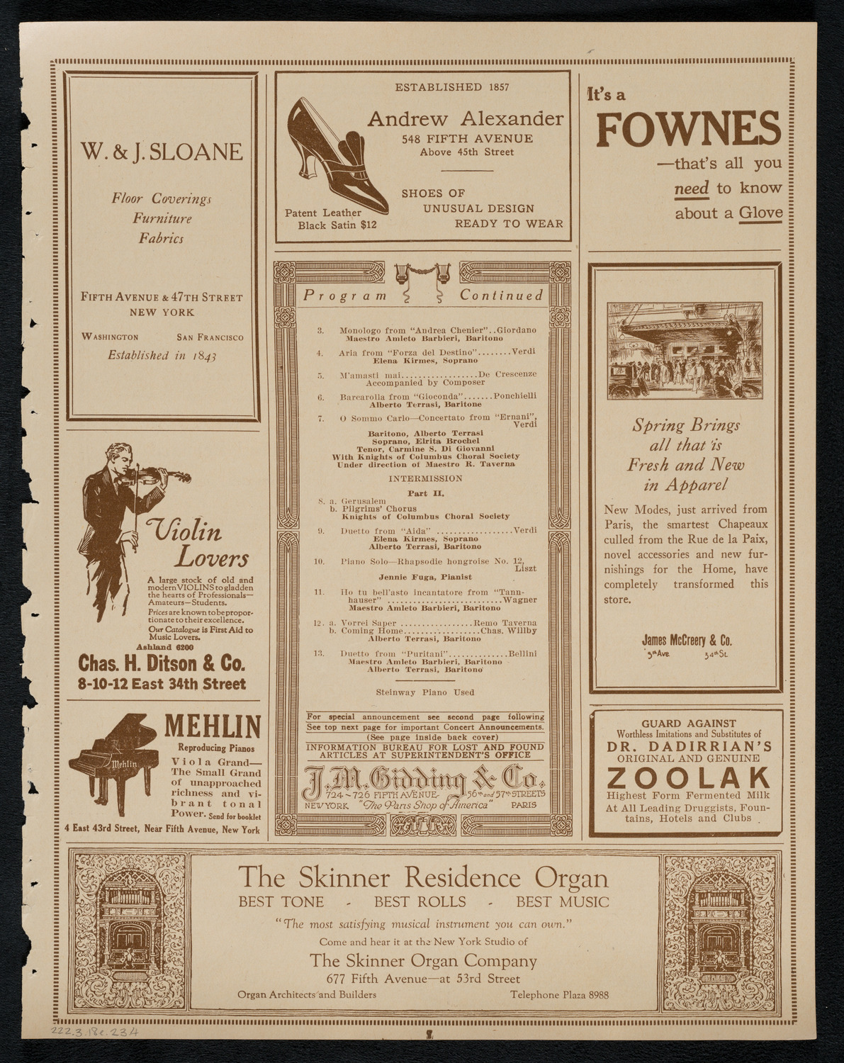 Alberto Terrasi, Baritone, March 18, 1923, program page 7