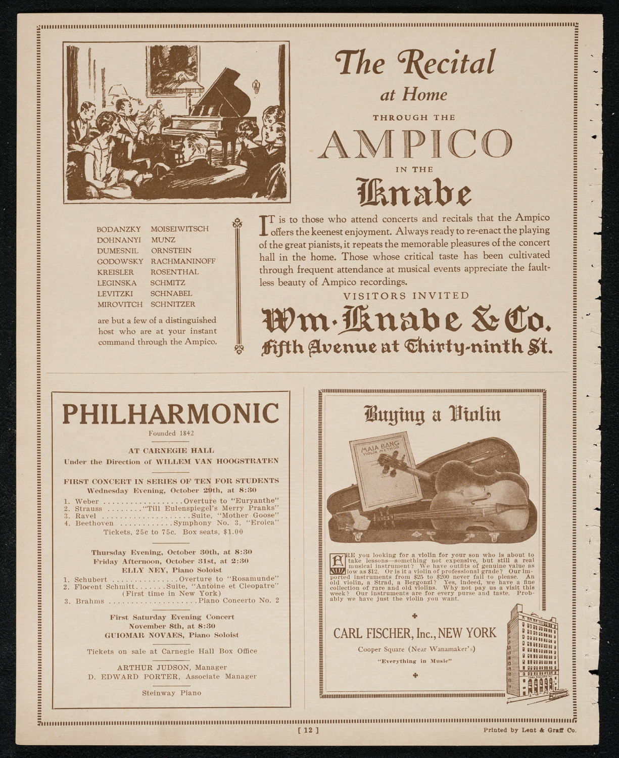 New York Philharmonic, October 16, 1924, program page 12