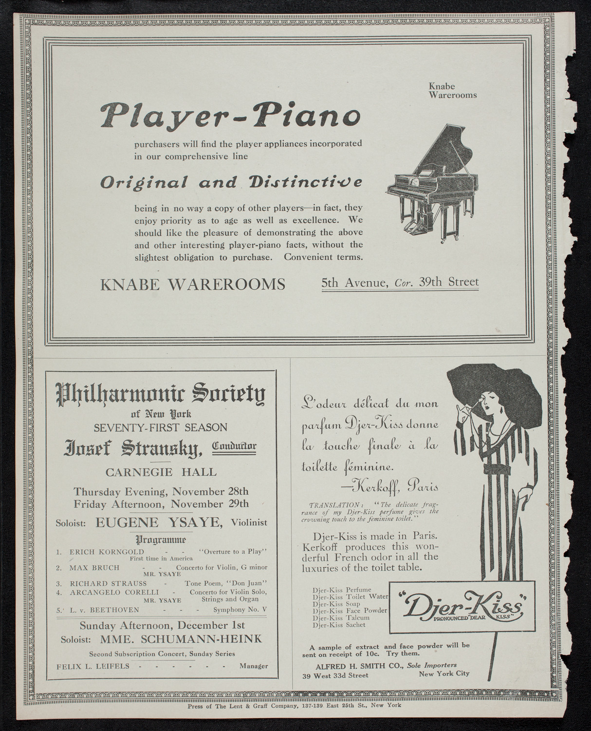 New York Philharmonic, November 21, 1912, program page 12