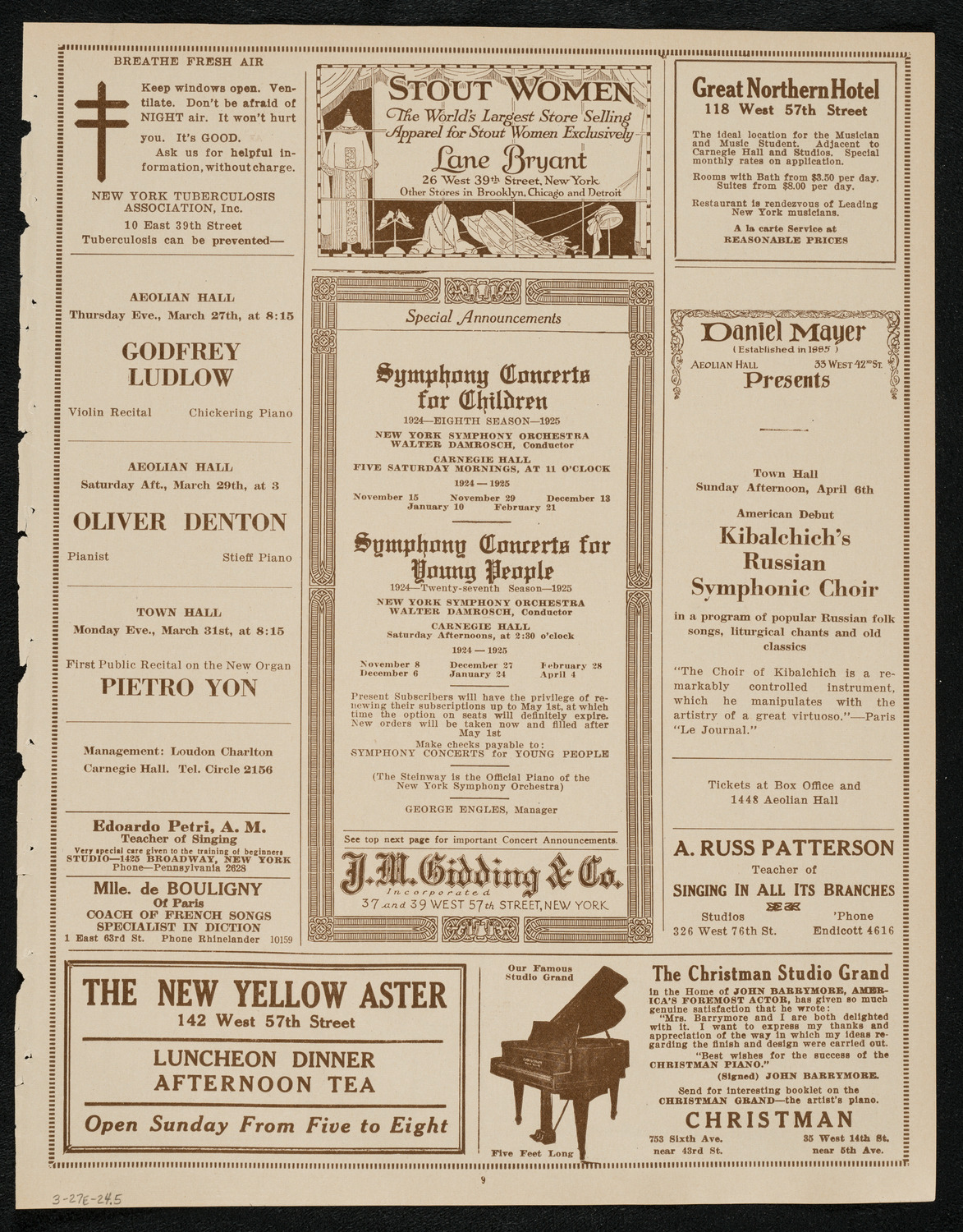 New York Philharmonic, March 27, 1924, program page 9