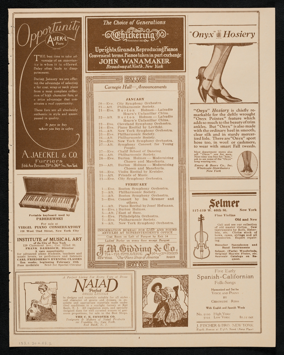 Louise Homer, Contralto, and Louise Homer Stires, Soprano, January 20, 1923, program page 3