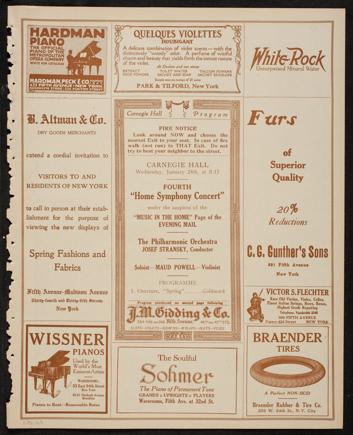 Home Symphony Concert: New York Philharmonic, January 24, 1917, program page 5