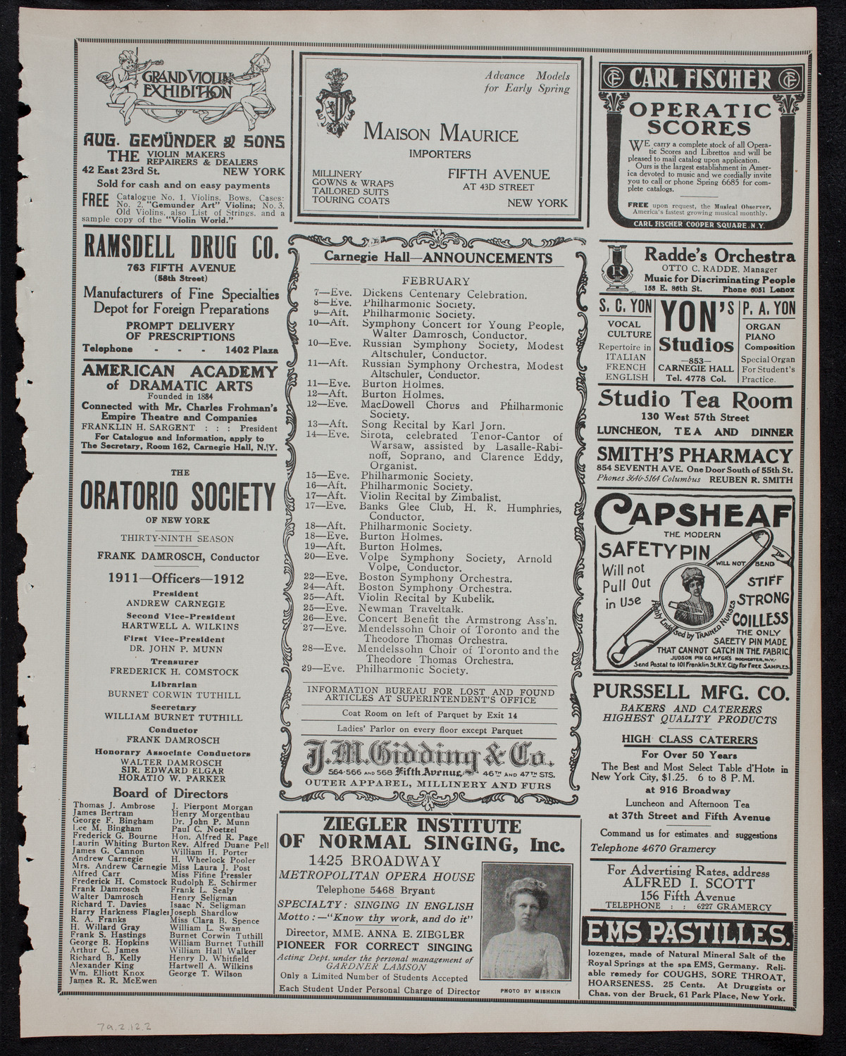 Elena Gerhardt, Soprano, February 7, 1912, program page 3