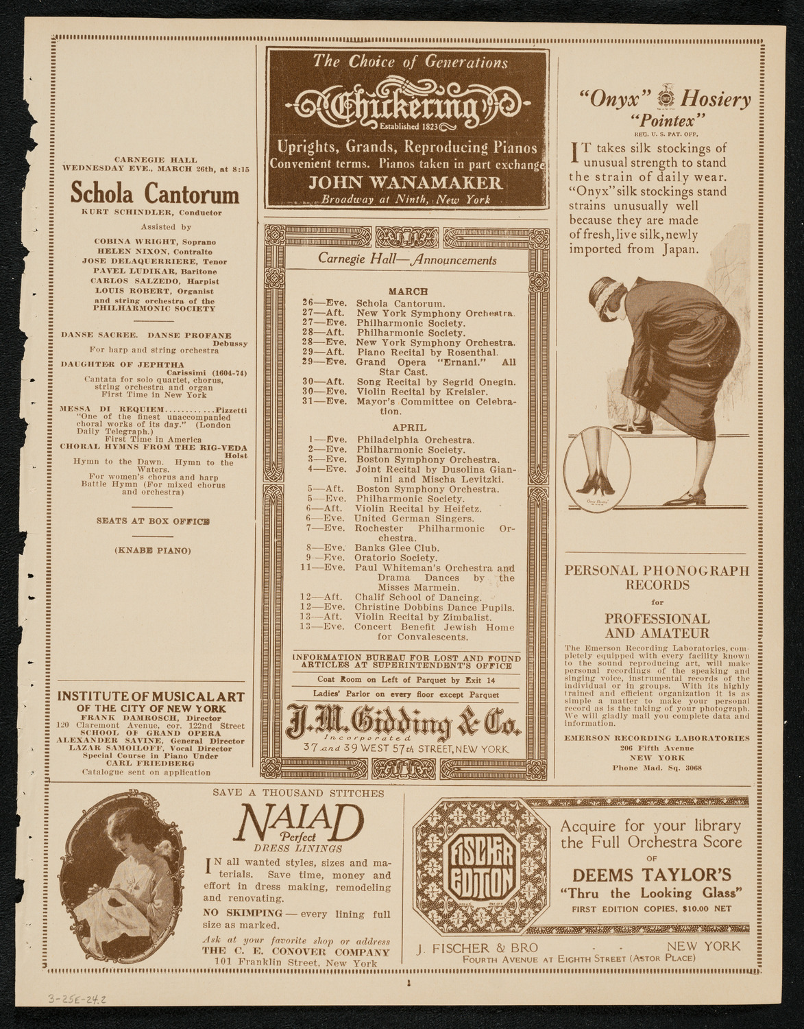 Philadelphia Orchestra, March 25, 1924, program page 3